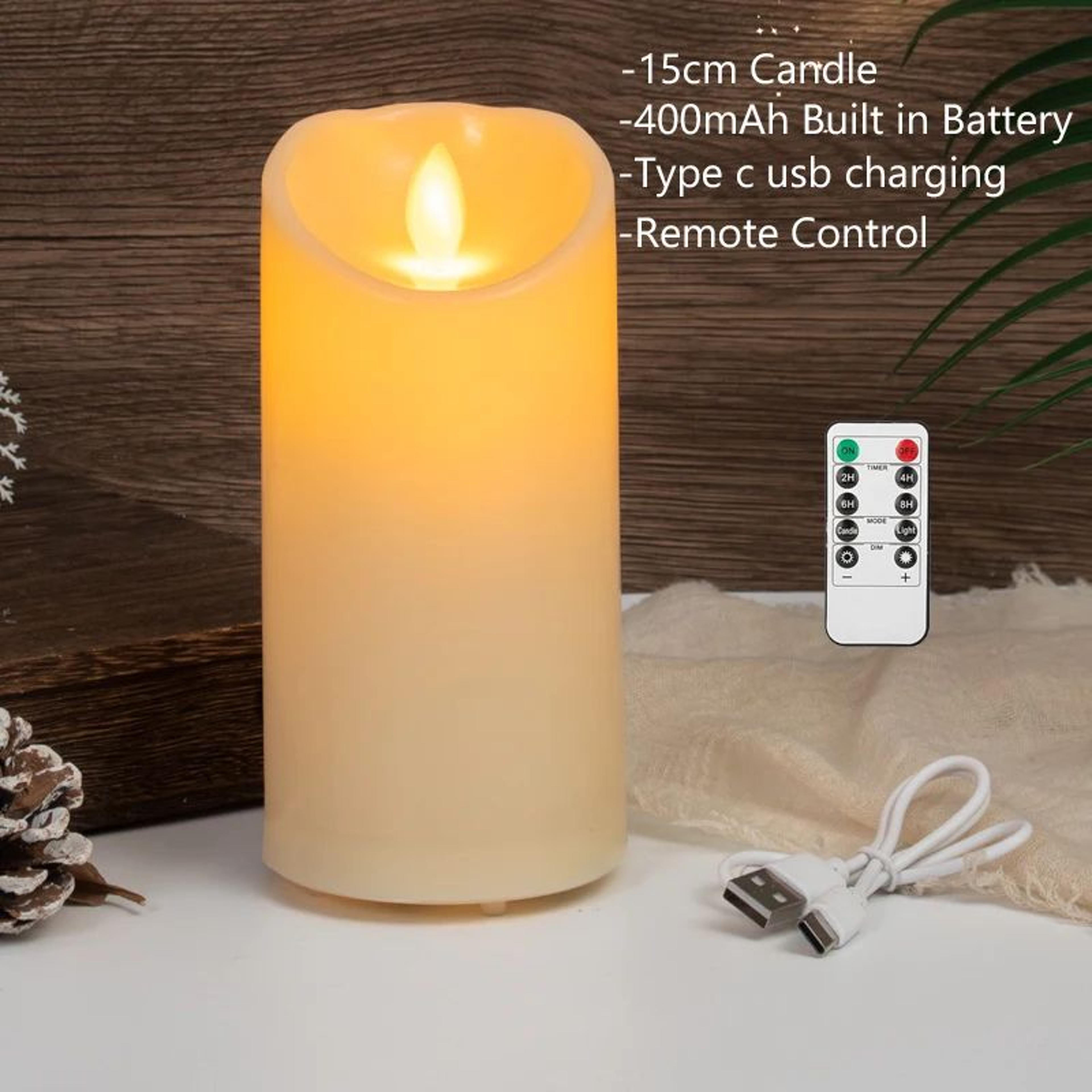 USB C Rechargeable LED Pillar Candle With Remote And Timer 9