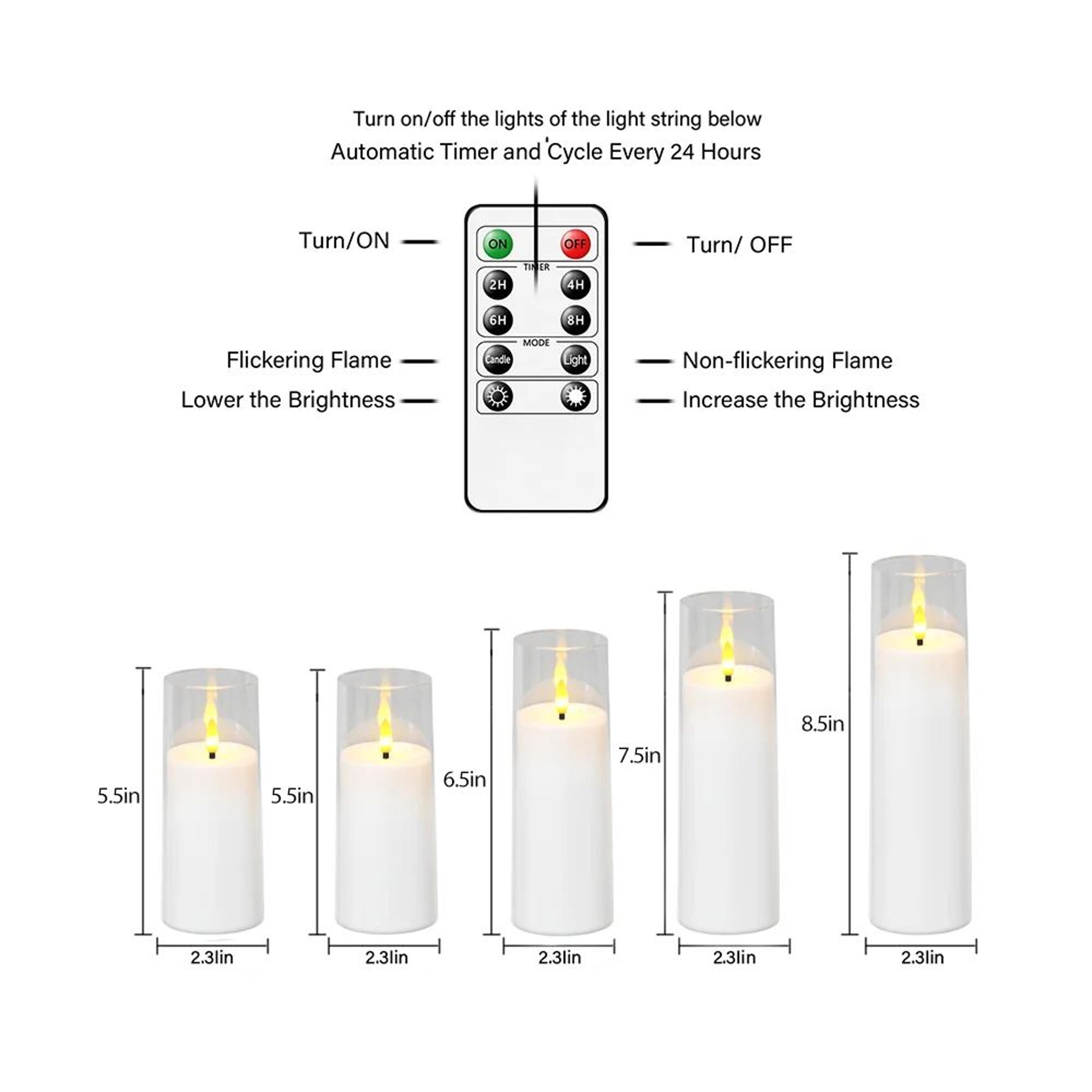Classic White Flameless LED Candle Set With Remote Control 5 Piece 1