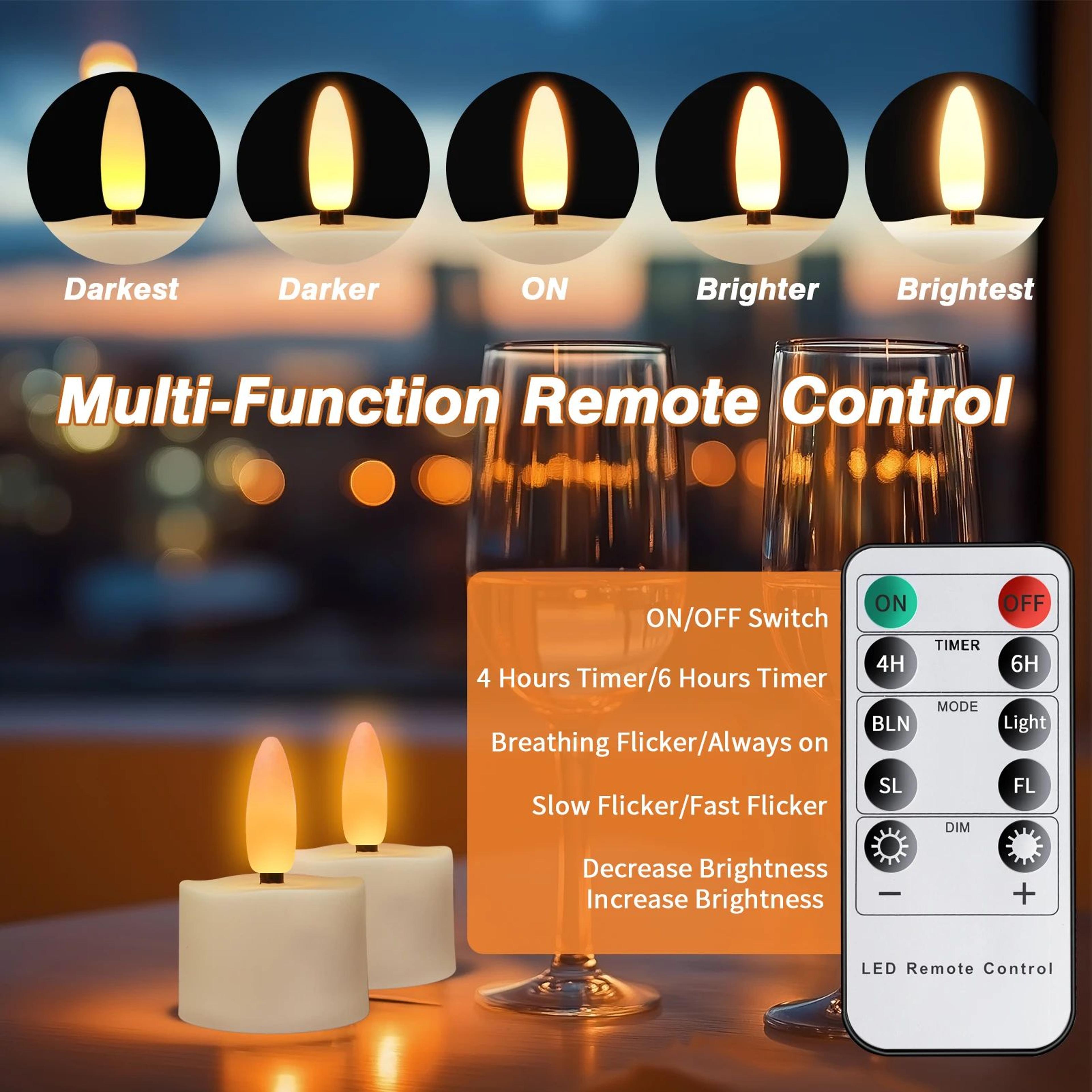 Rechargeable Flameless LED Tea Lights With Remote Control Set 2
