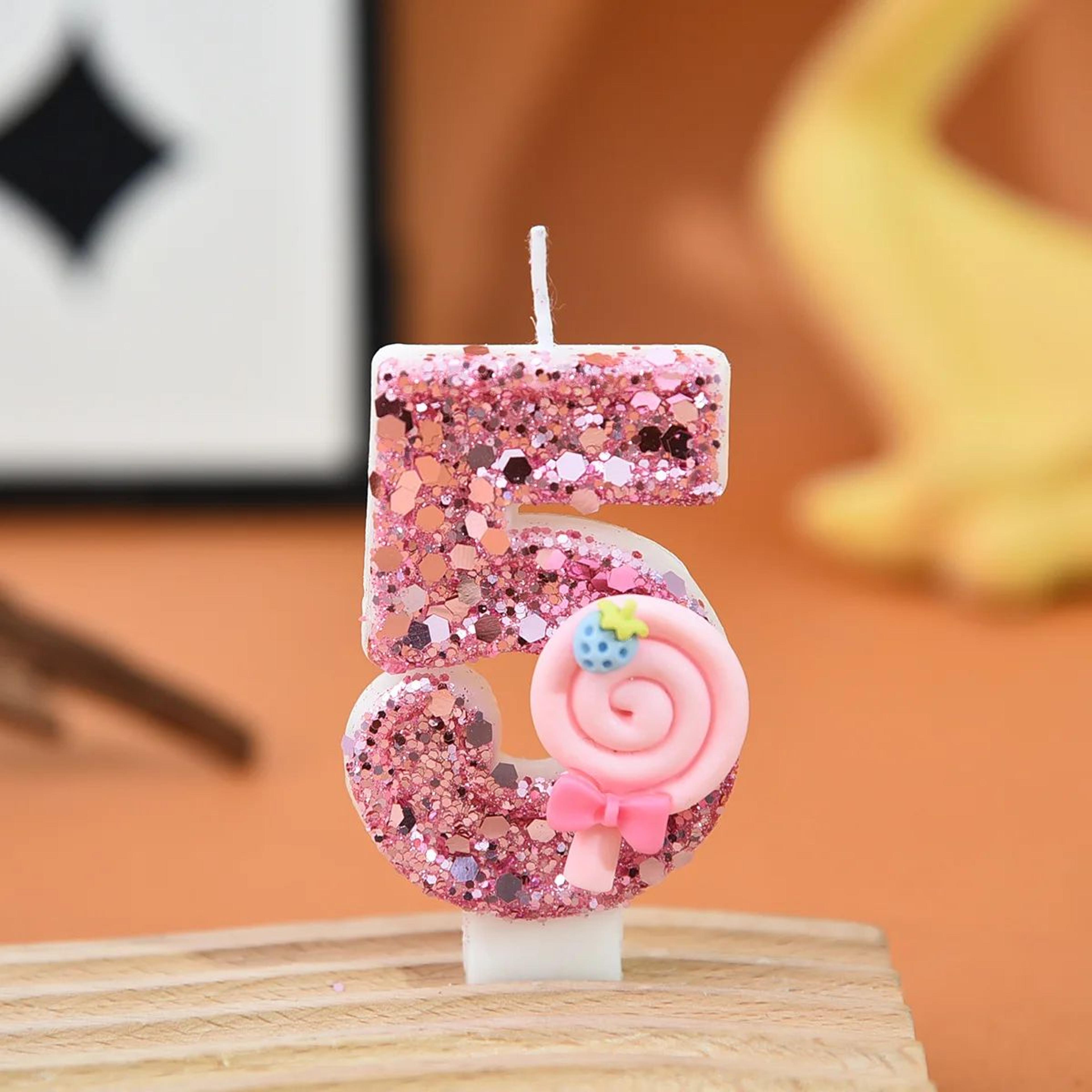 Pink Lollipop Number Birthday Candle Cake Topper 9