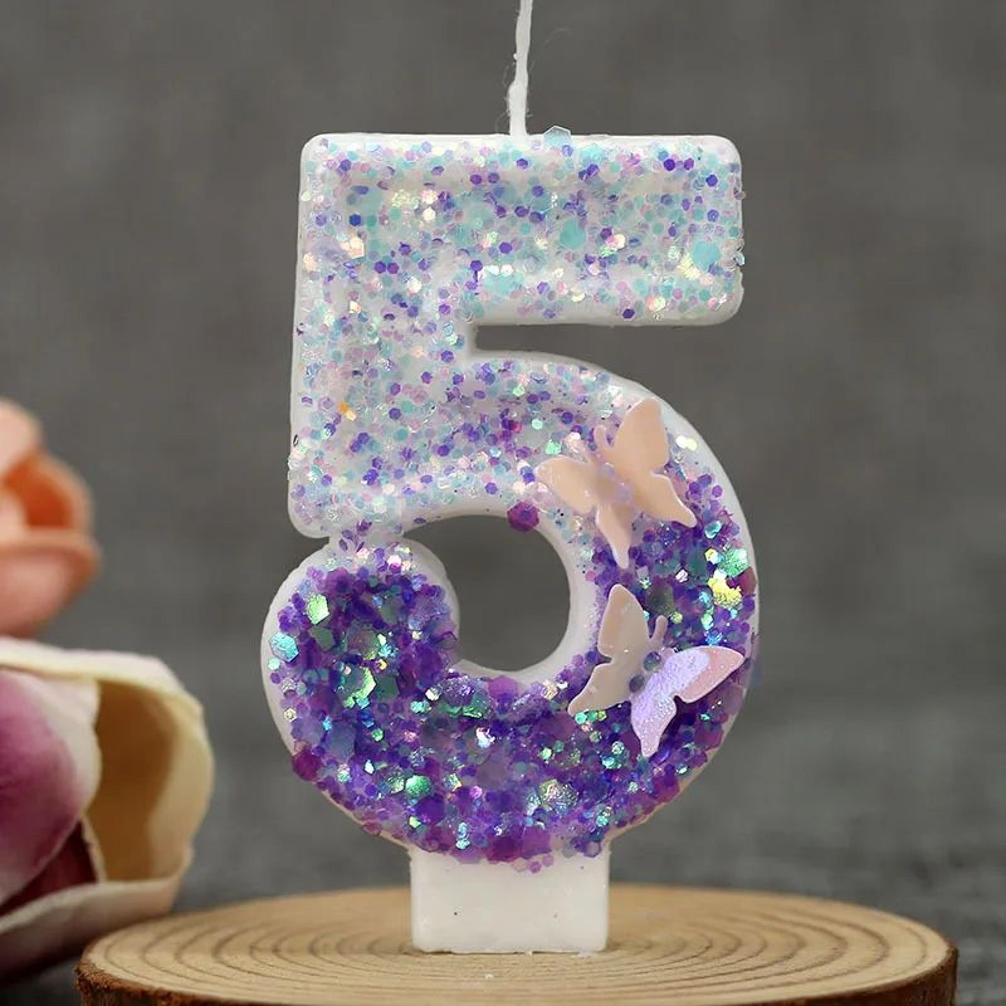 Pink Butterfly Number Birthday Candle Cake Topper 9