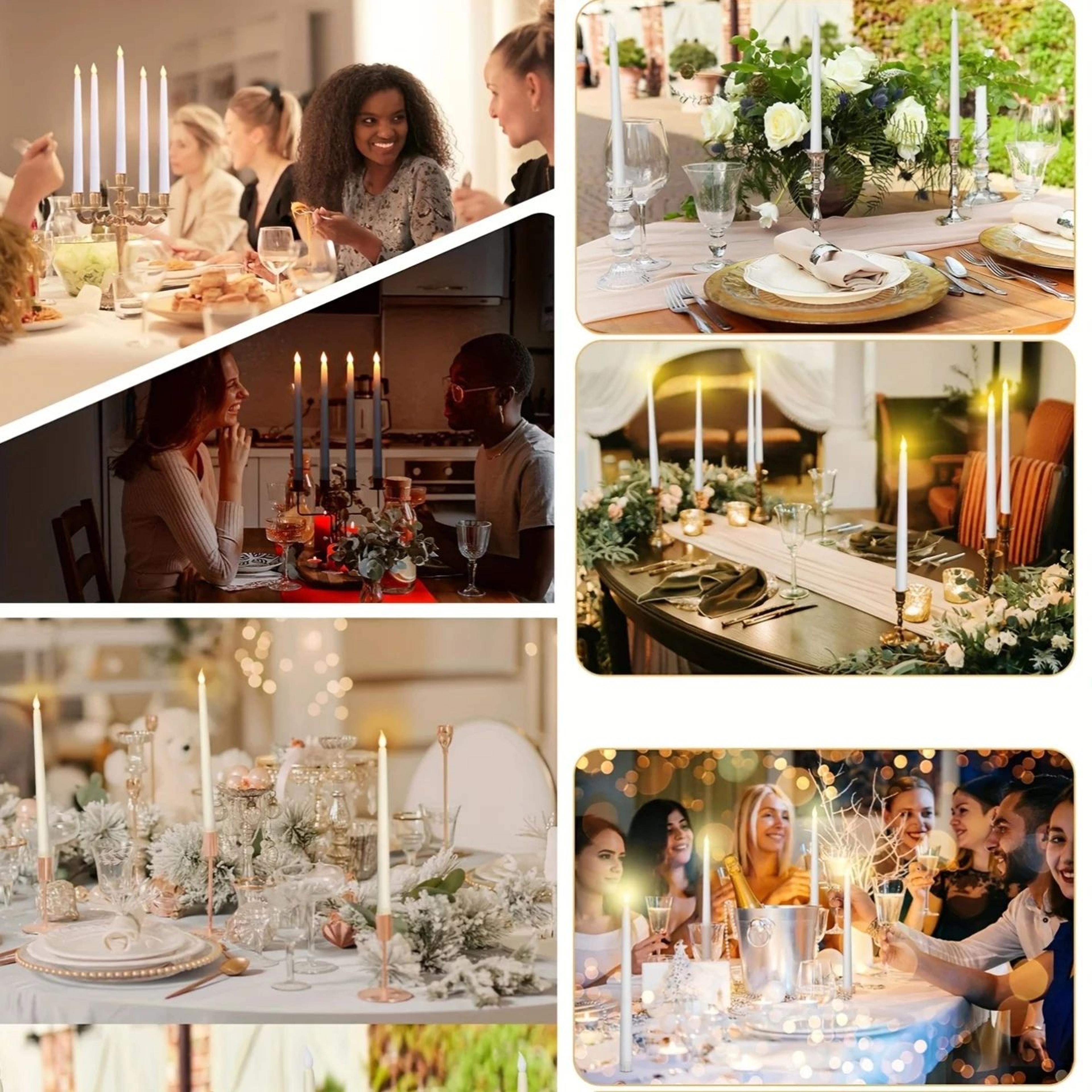 LED Flameless Taper Candles Flickering Dinner Light Set 5
