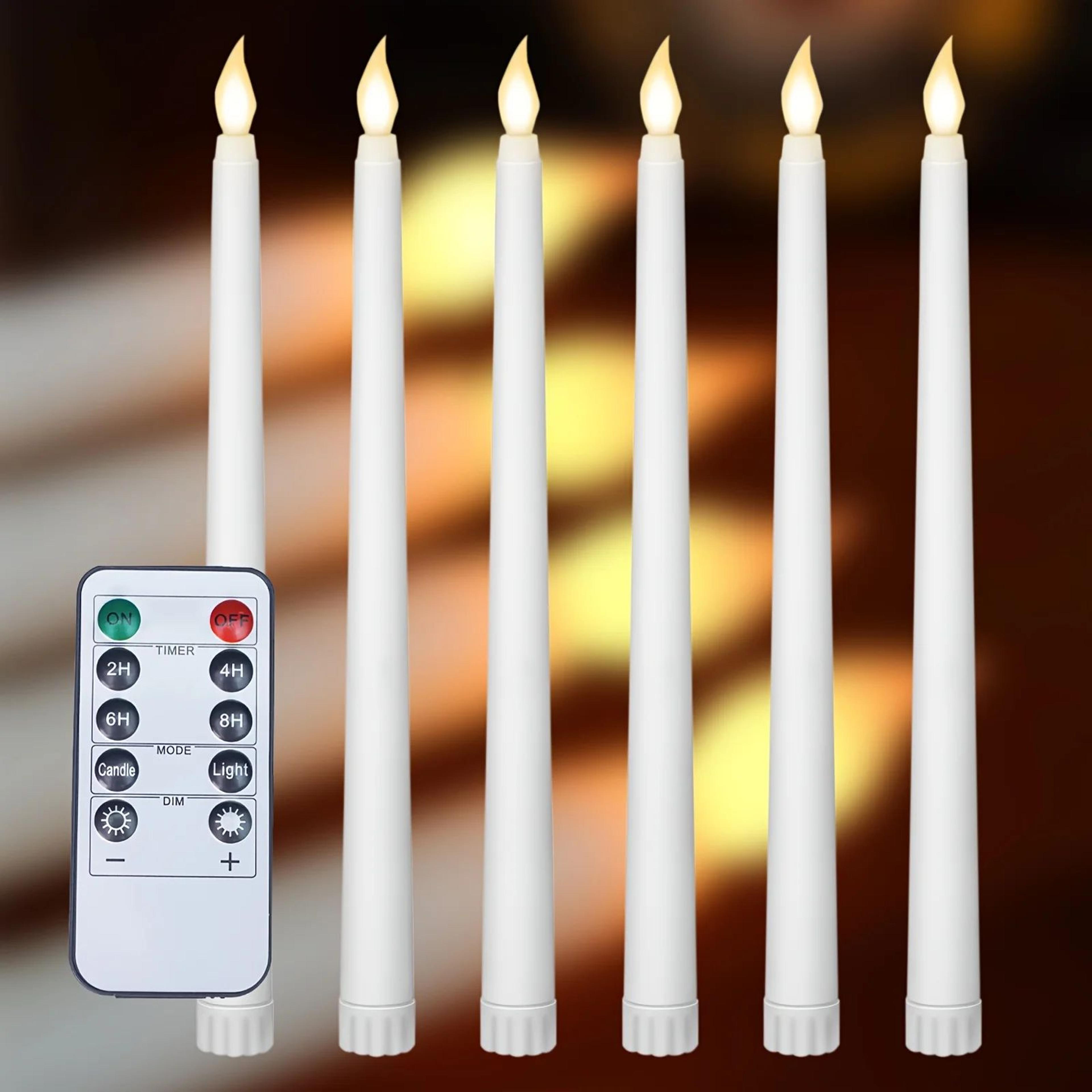 LED Flameless Taper Candles Flickering Dinner Light Set 6