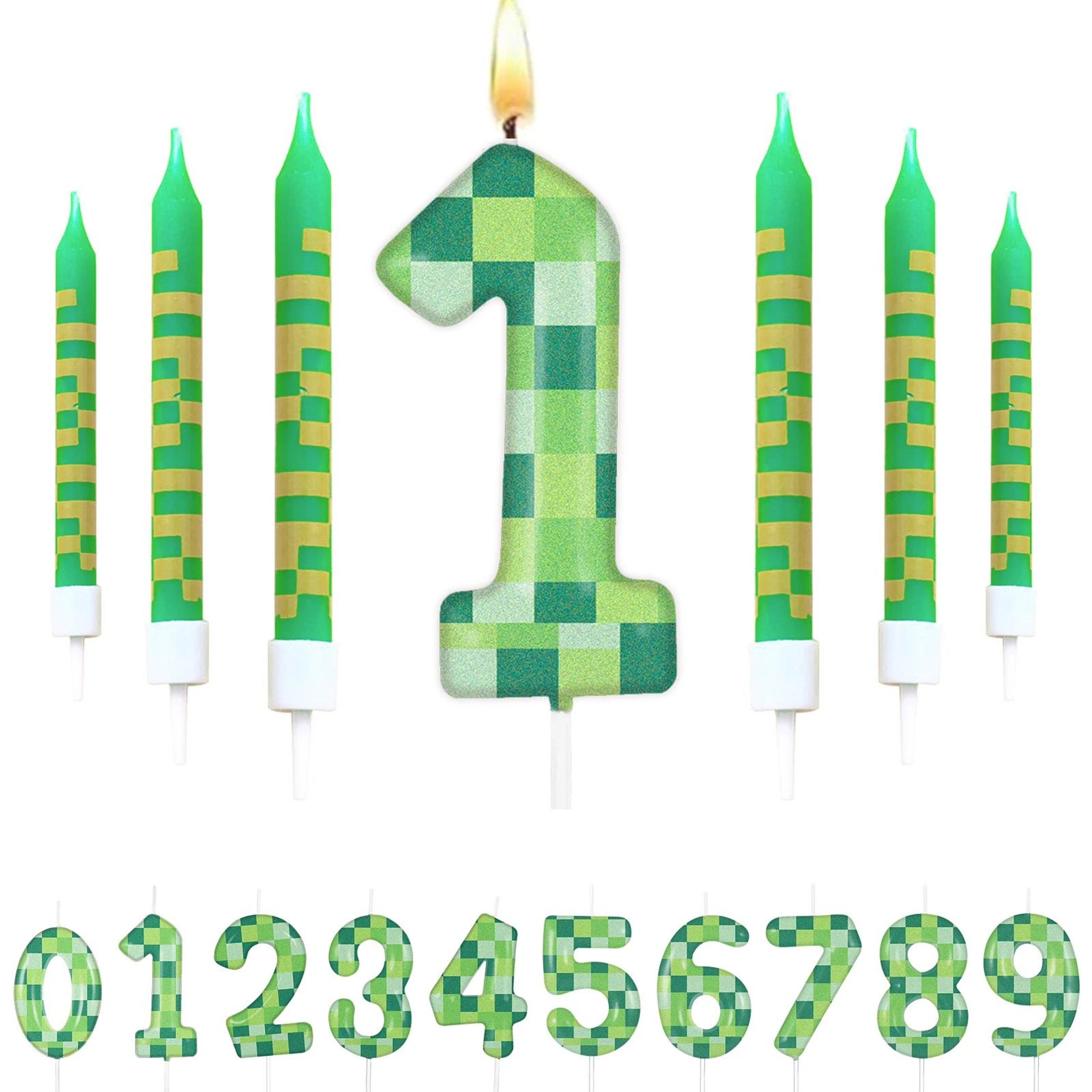 Pixel Theme Number Birthday Candles Set For Cake Decoration 0