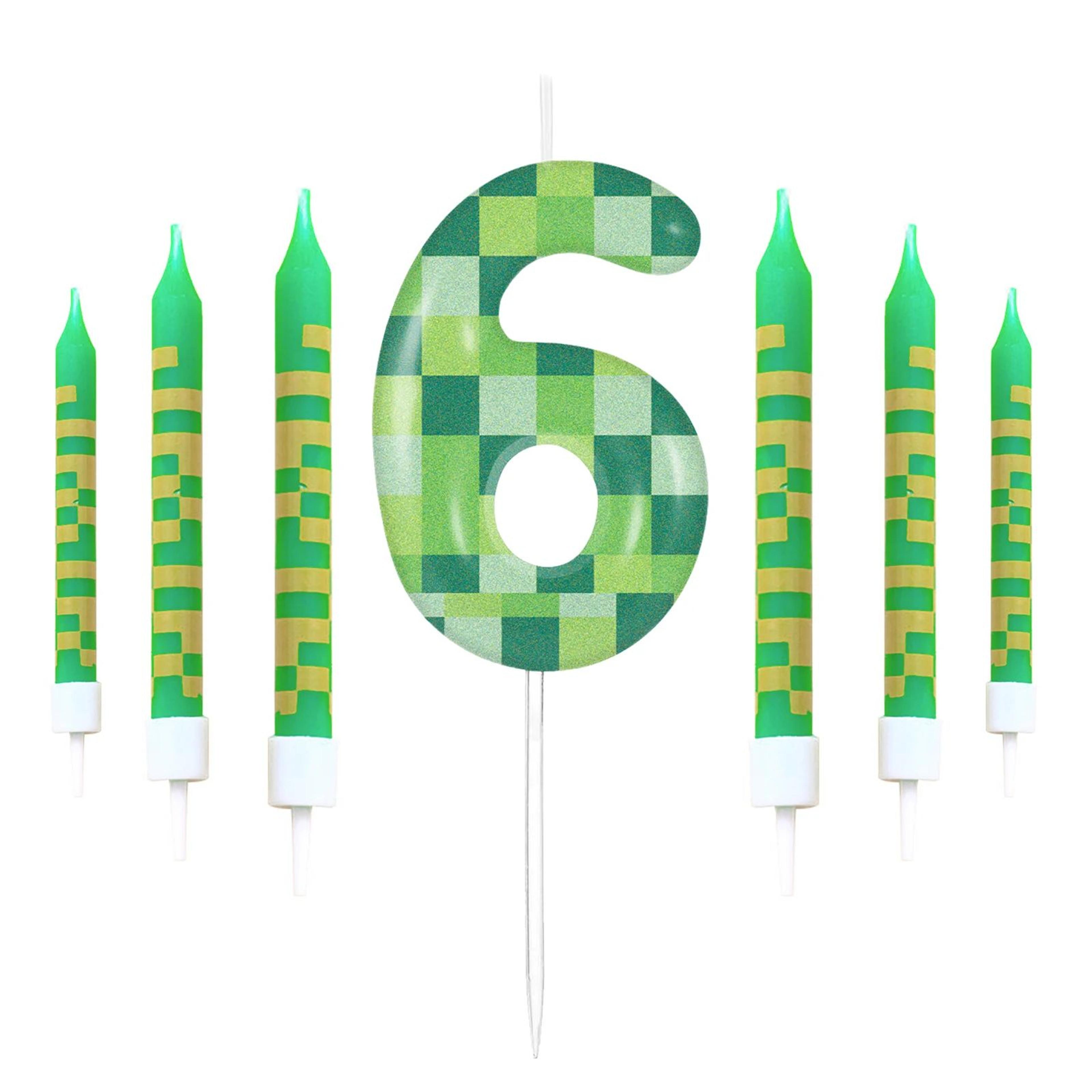 Pixel Theme Number Birthday Candles Set For Cake Decoration 12