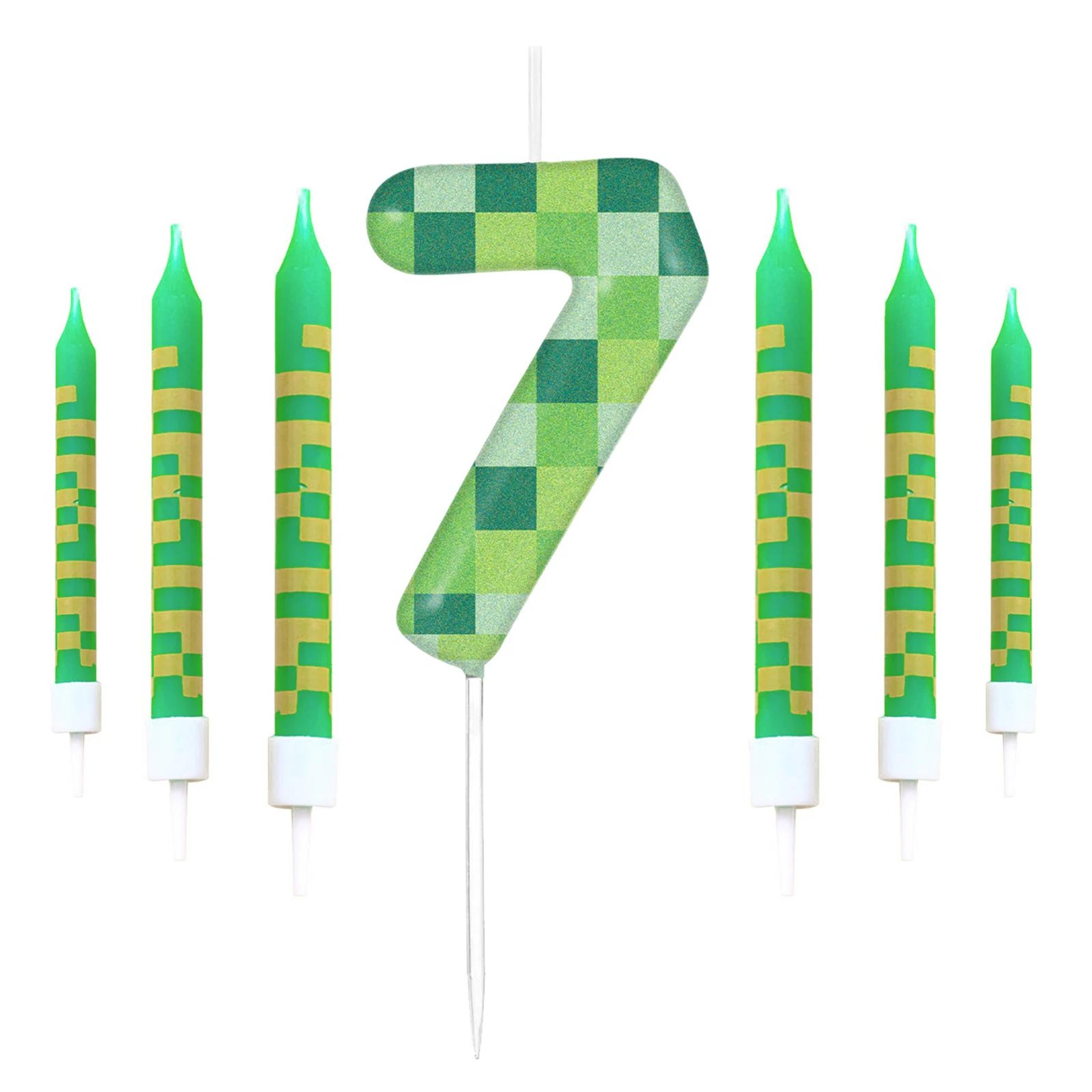 Pixel Theme Number Birthday Candles Set For Cake Decoration 13