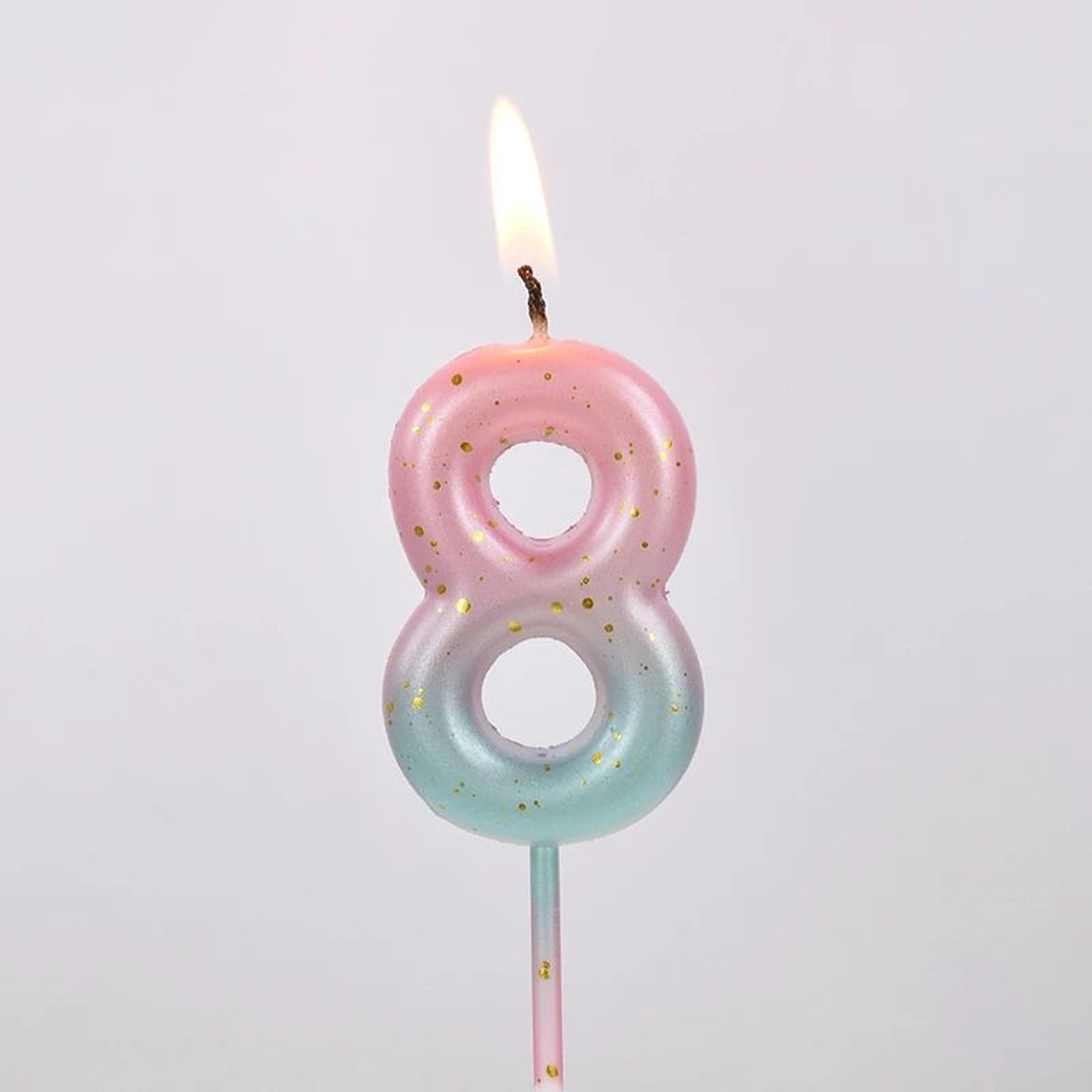 Gradient Glitter Number Birthday Candle Cake Topper 2