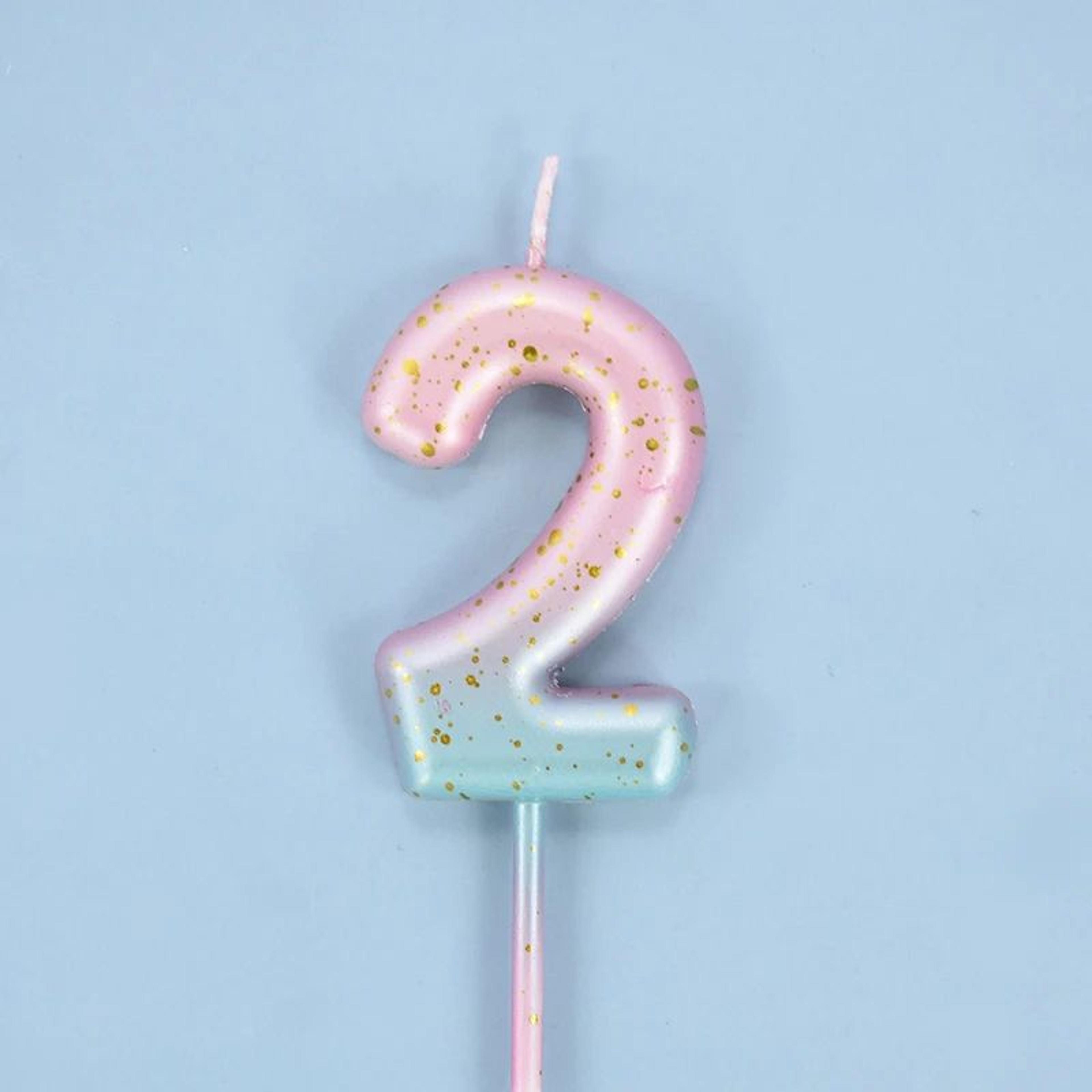 Gradient Glitter Number Birthday Candle Cake Topper 18