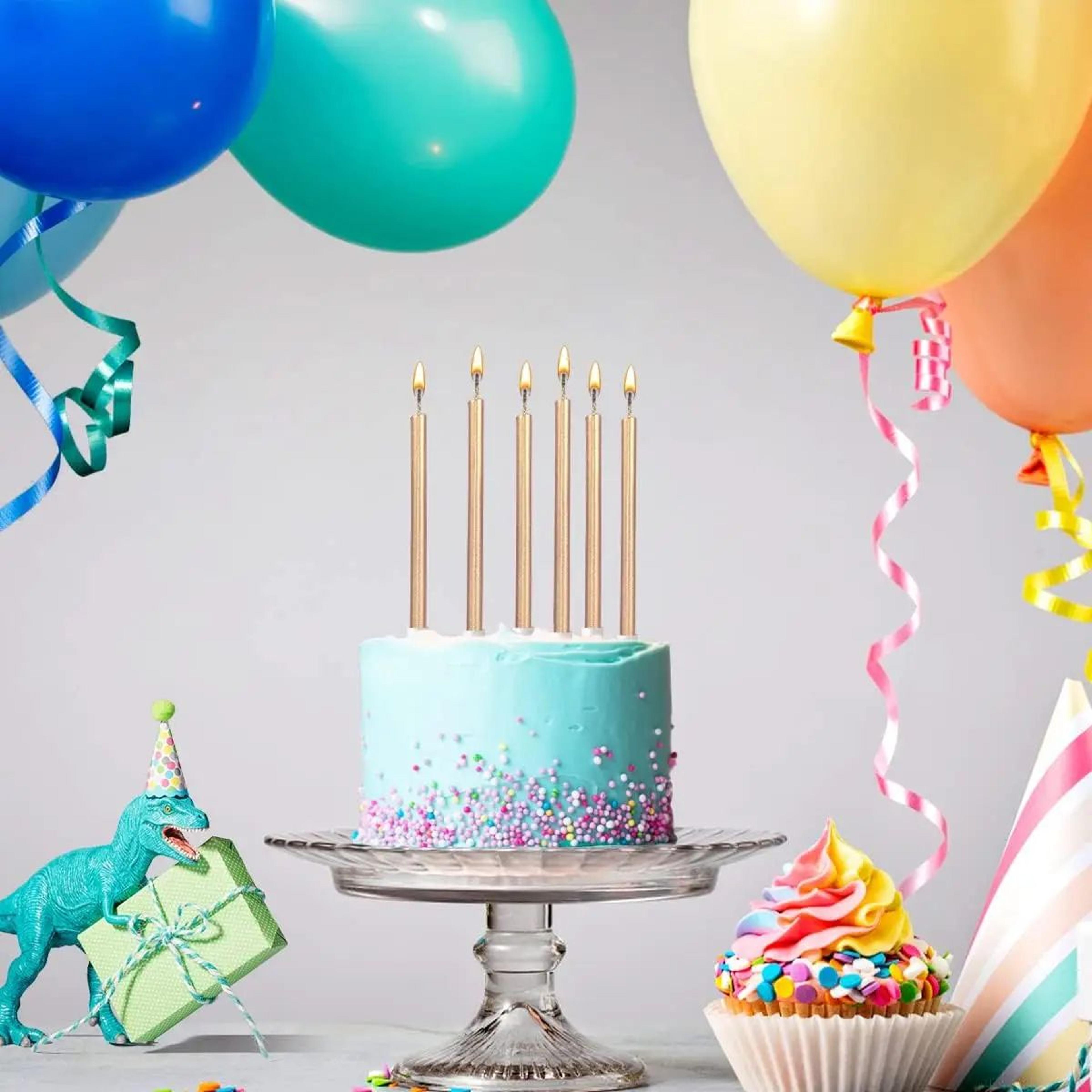 30 Piece Metallic Gold Long Birthday Cake Candles 1