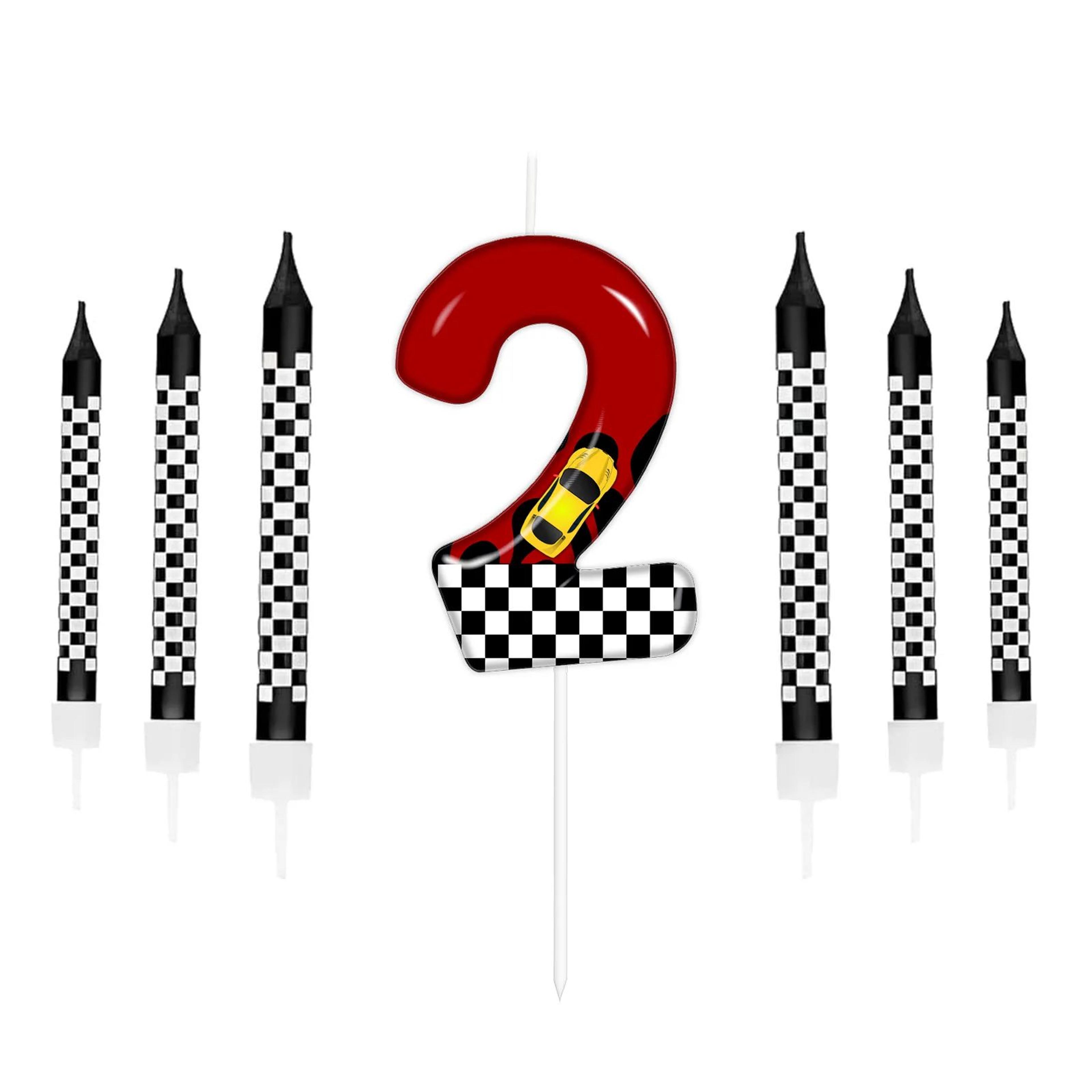 Racing Cars Number Birthday Cake Candles Set 8