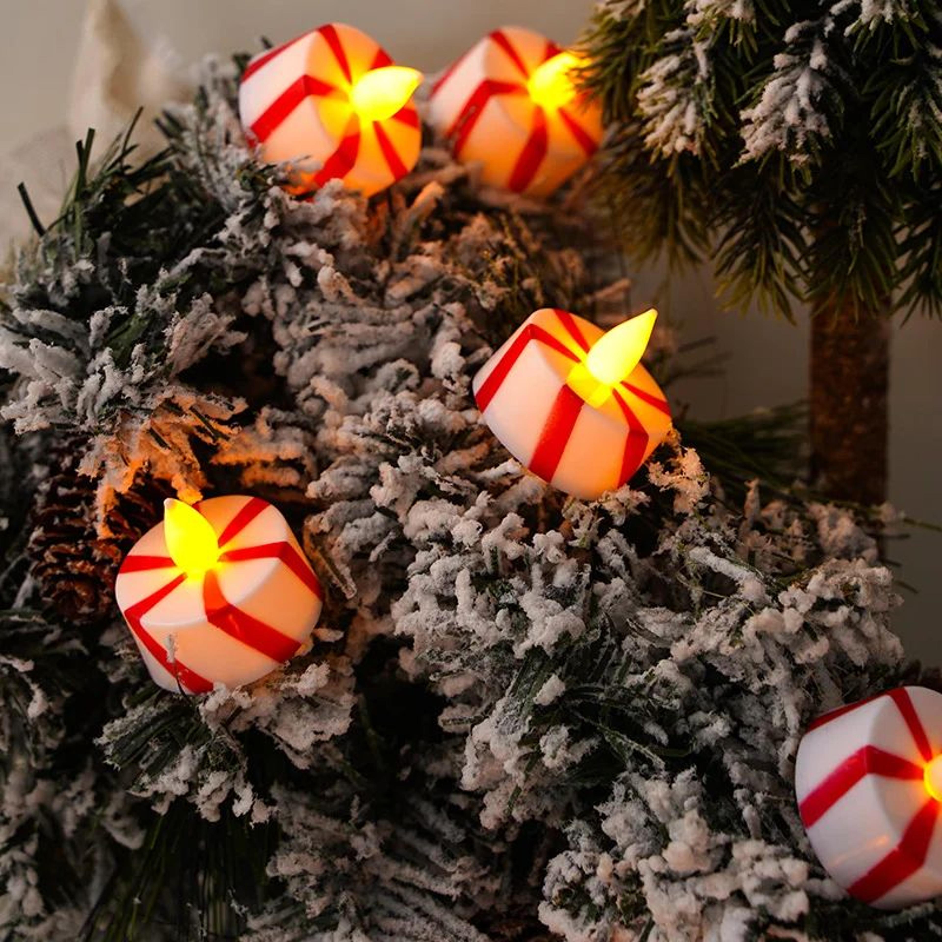 Red White Striped Flameless LED Christmas Candles 2