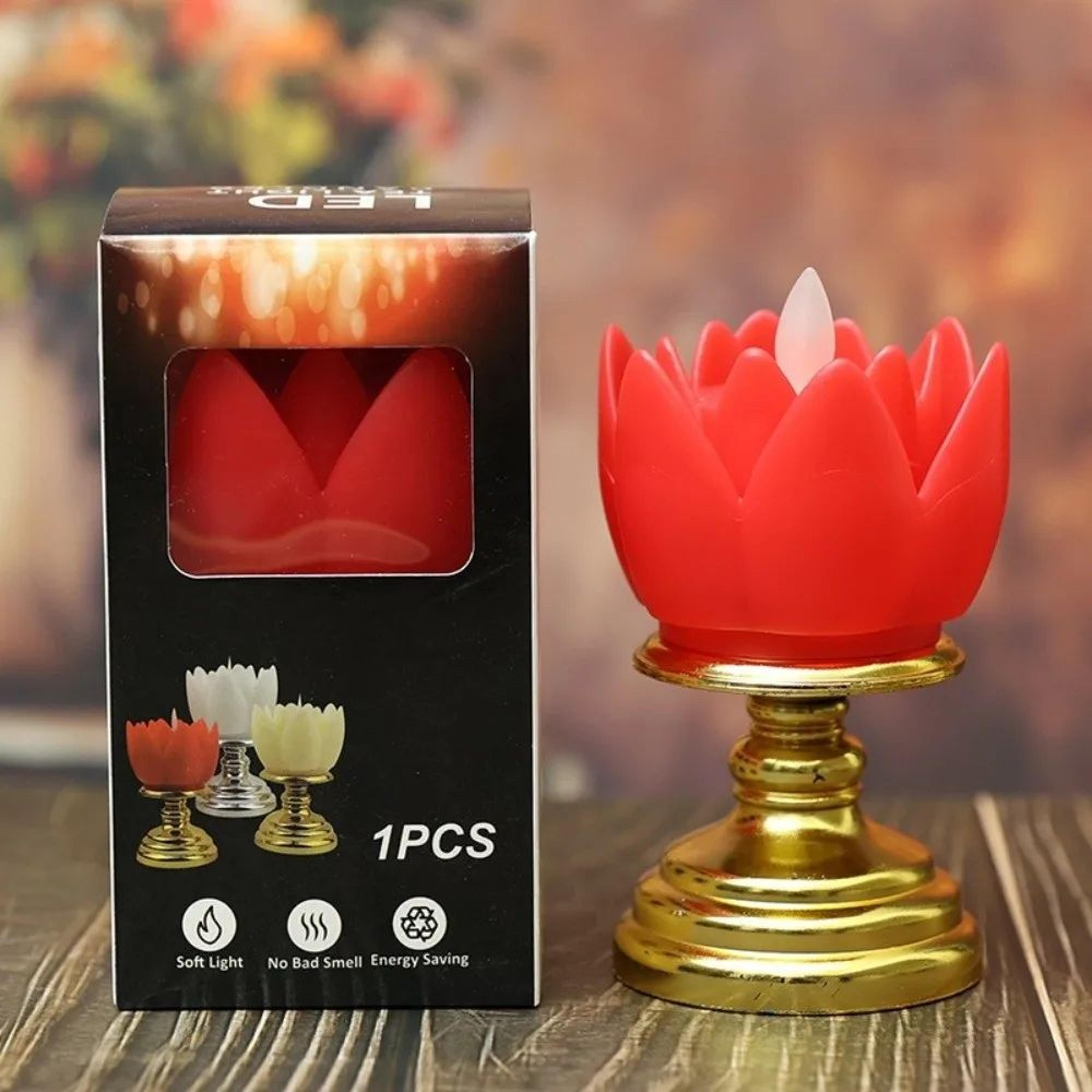 LED Lotus Prayer Candle Lamp Battery Operated 4