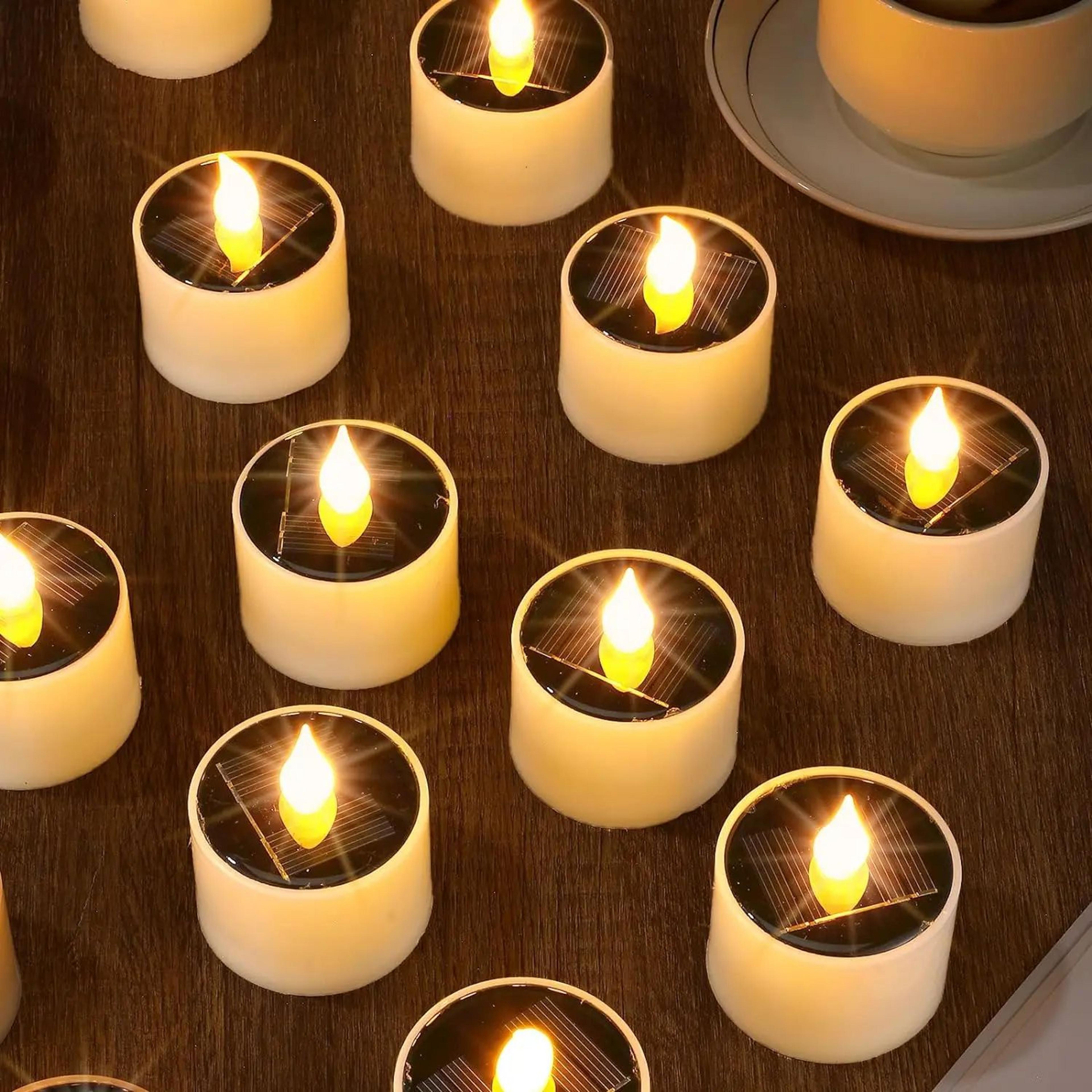 Solar Powered LED Tea Light Flickering Waterproof Decorative Candle 1