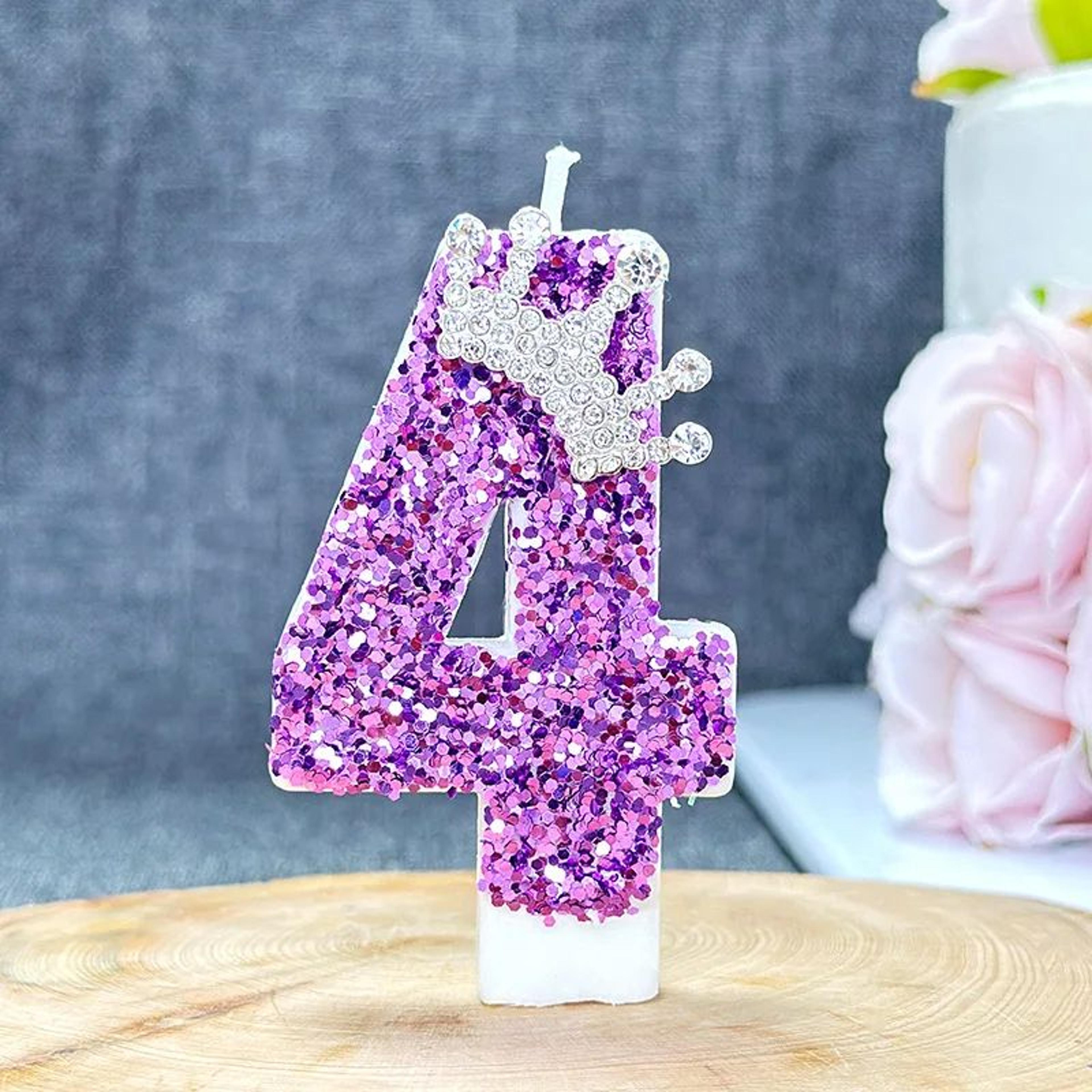 Purple Number Birthday Cake Candle 6
