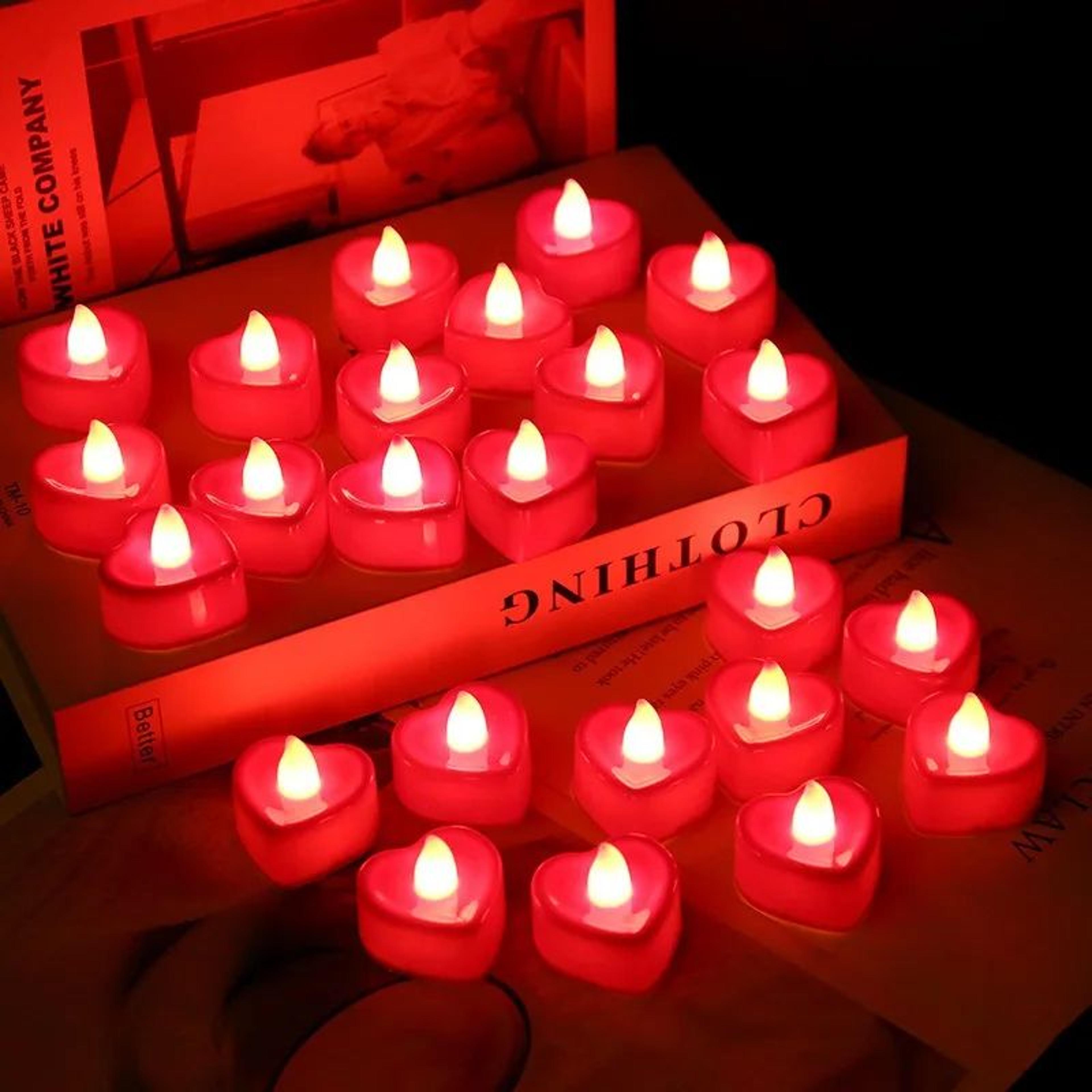 Heart Shaped LED Tealight Candles Battery Operated Flickering Lights 2
