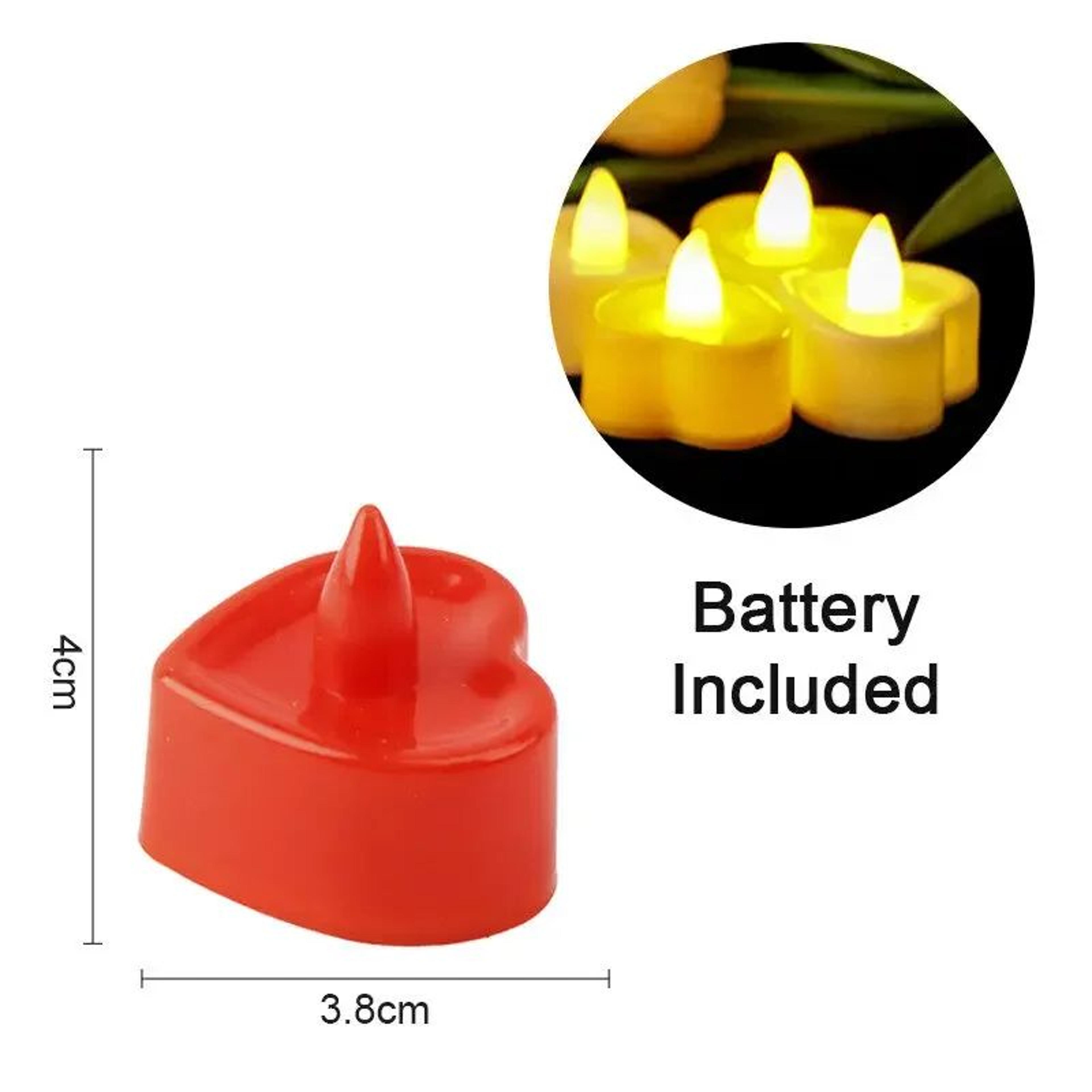 Heart Shaped LED Tealight Candles Battery Operated Flickering Lights 8