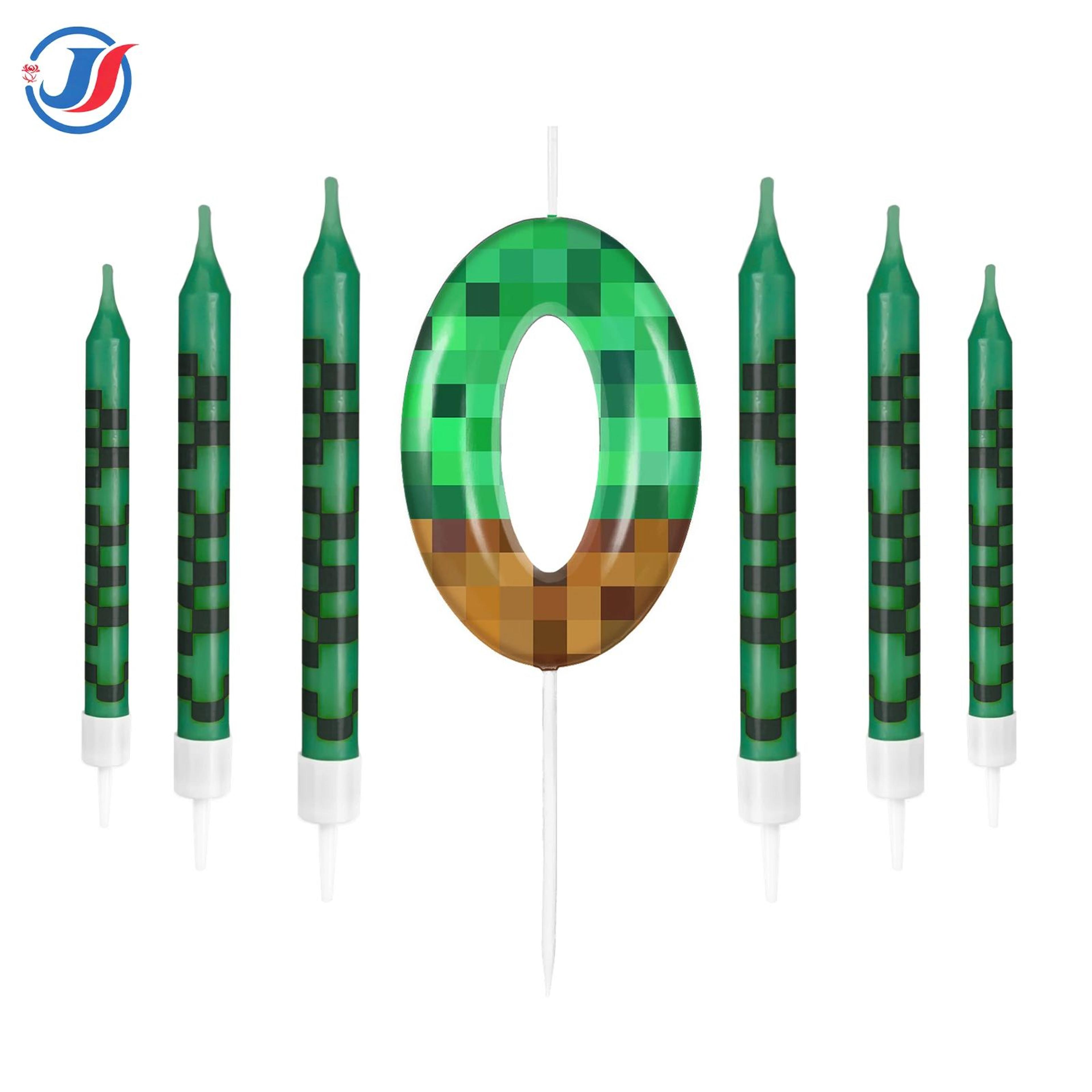 7 Piece Retro Pixel Birthday Cake Candle Topper Set 6