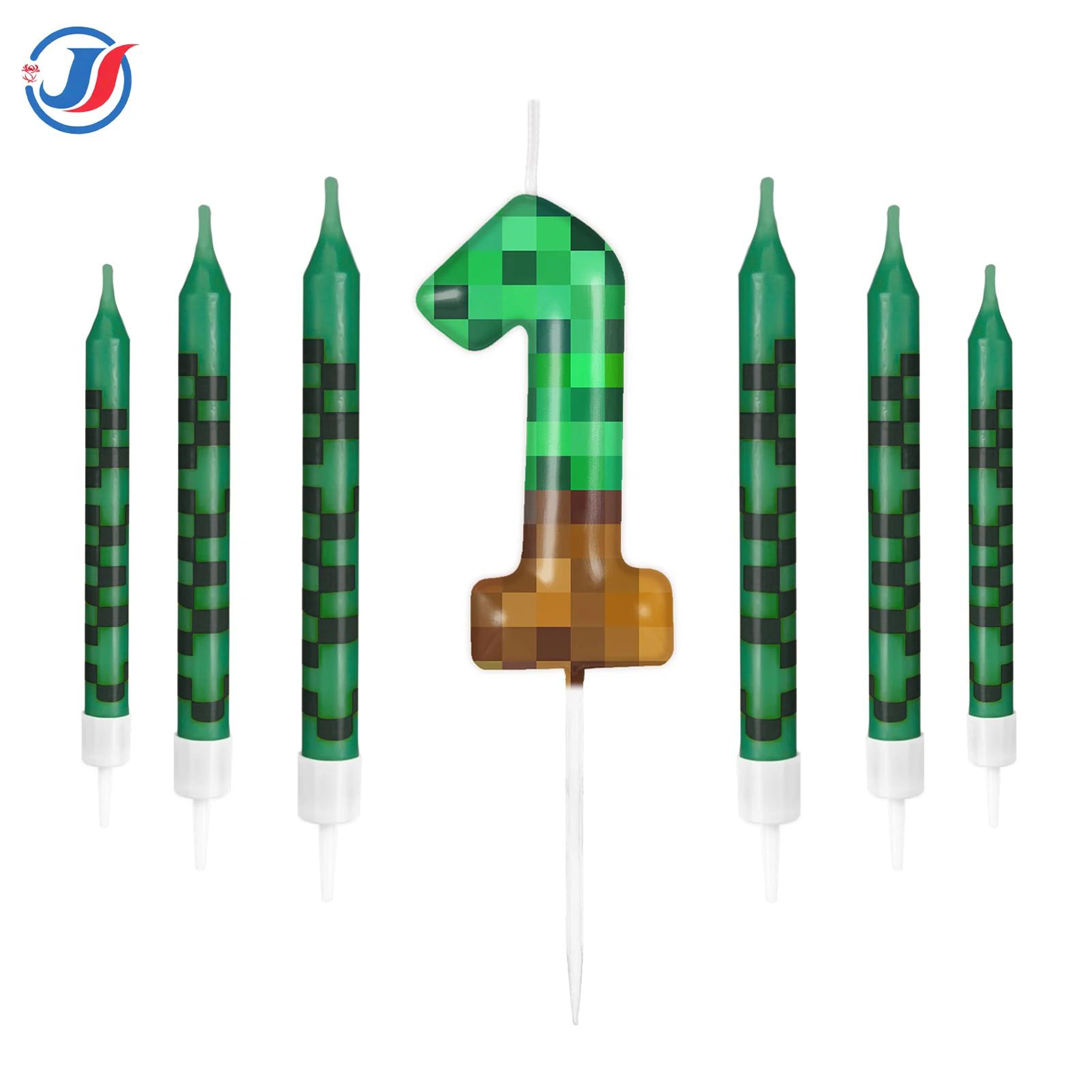 7 Piece Retro Pixel Birthday Cake Candle Topper Set 7