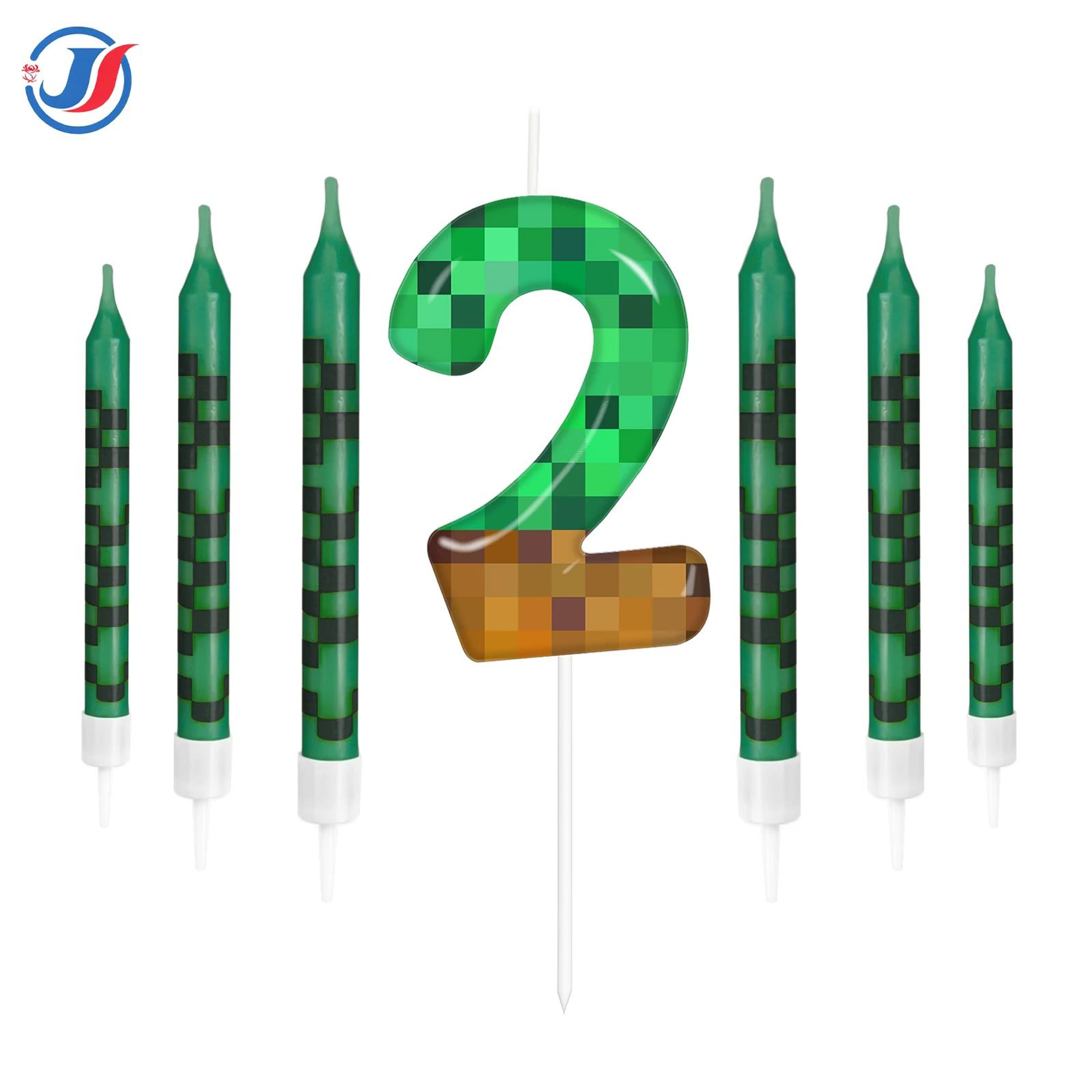 7 Piece Retro Pixel Birthday Cake Candle Topper Set 8