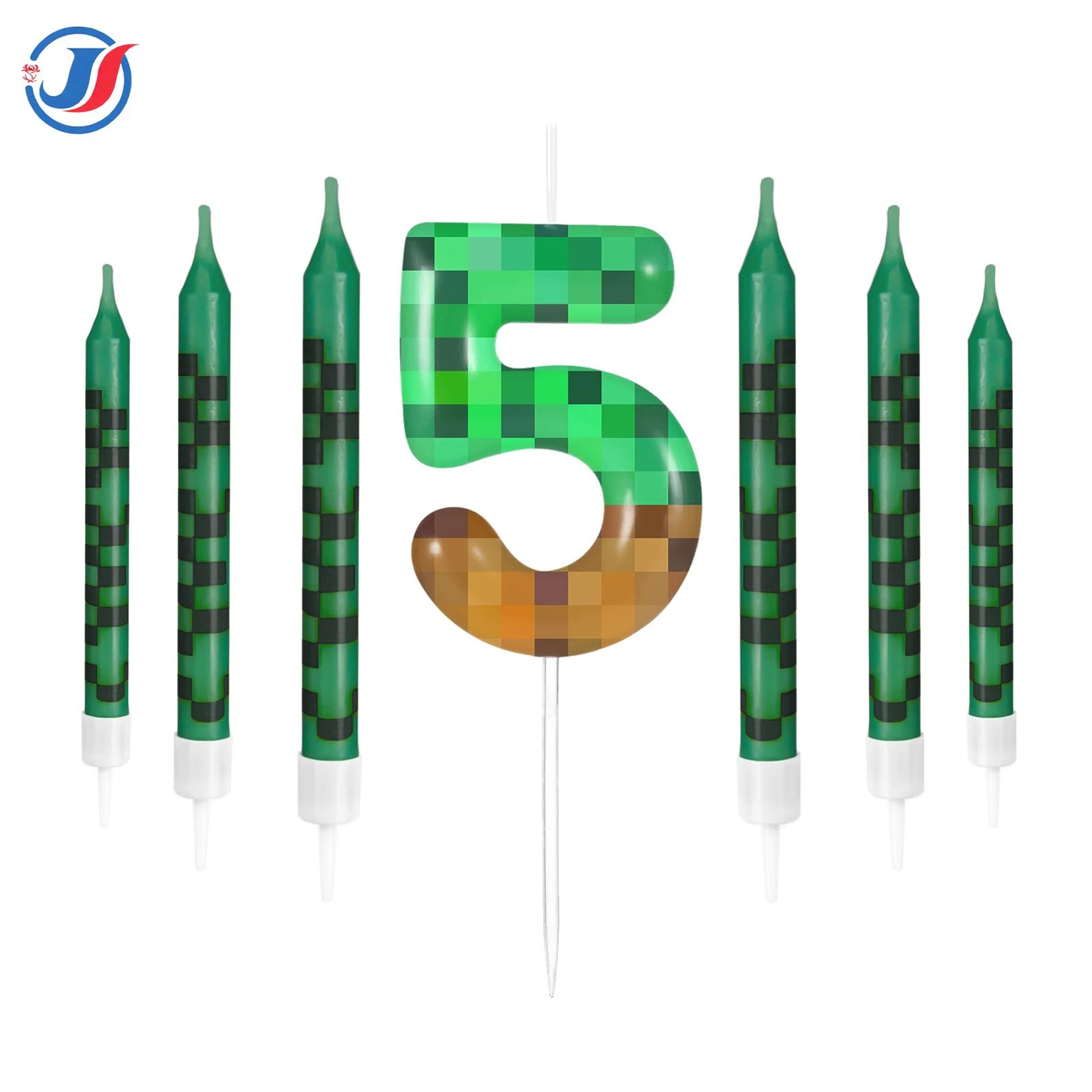 7 Piece Retro Pixel Birthday Cake Candle Topper Set 11