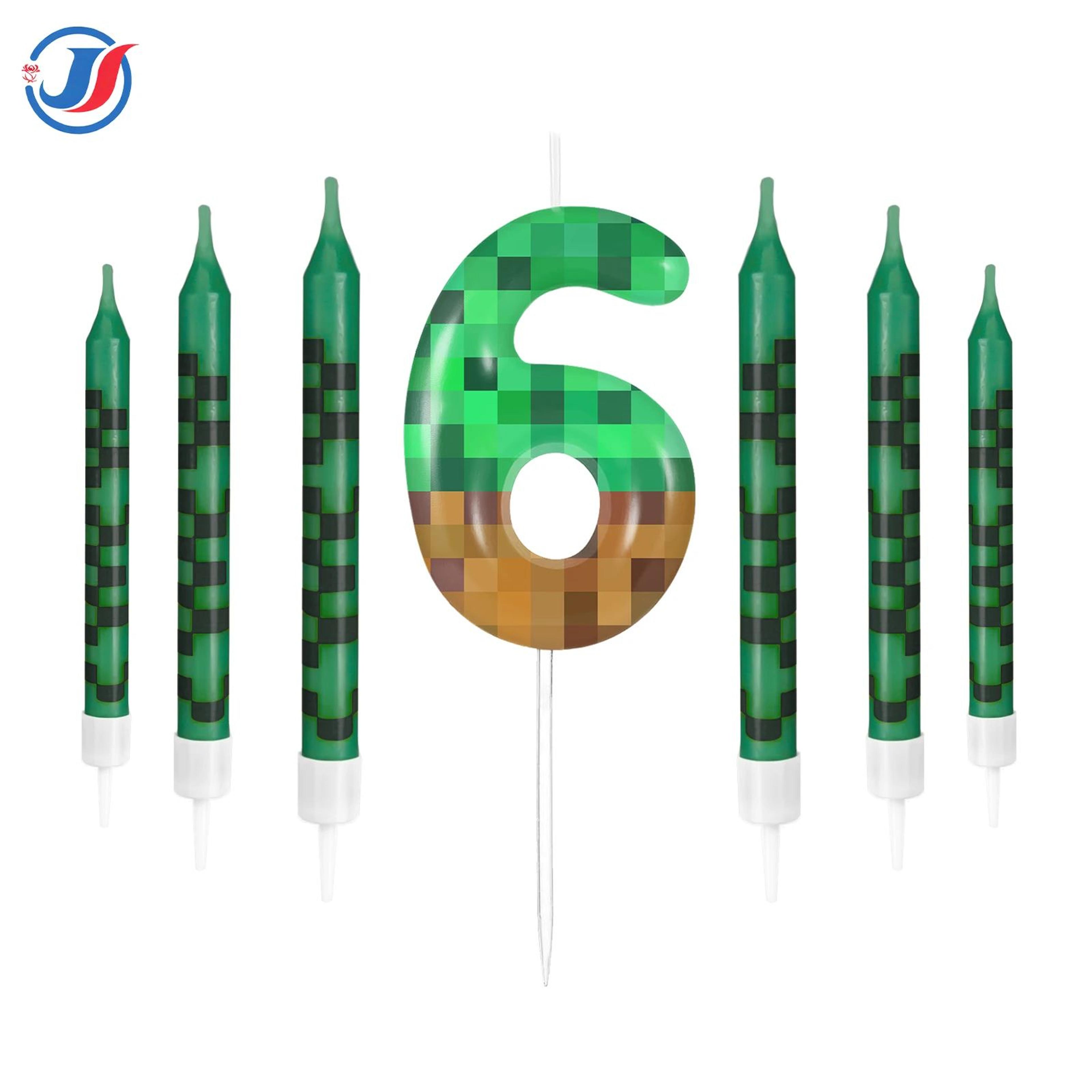 7 Piece Retro Pixel Birthday Cake Candle Topper Set 12