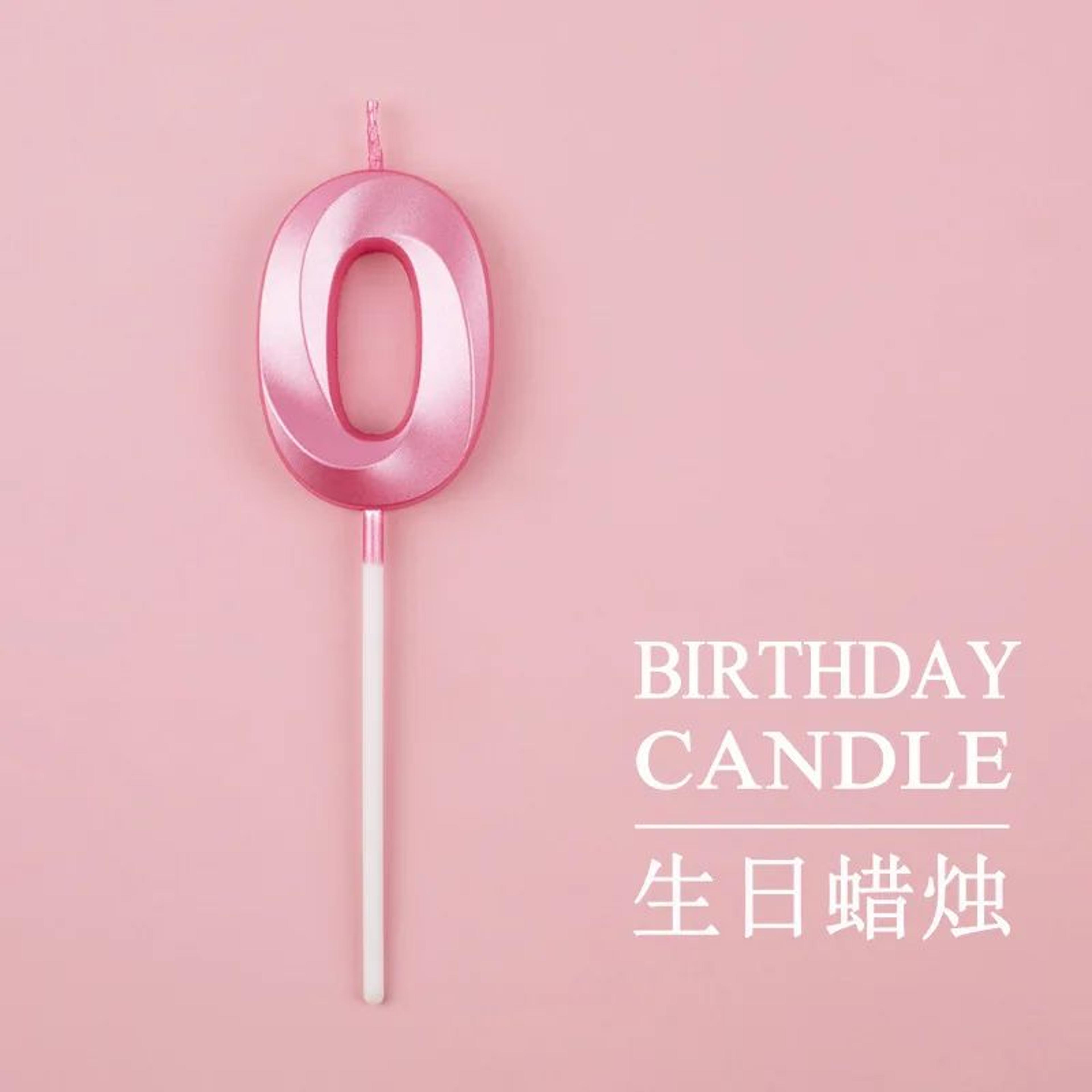 Gold Trim Pink Number Birthday Cake Candle 6