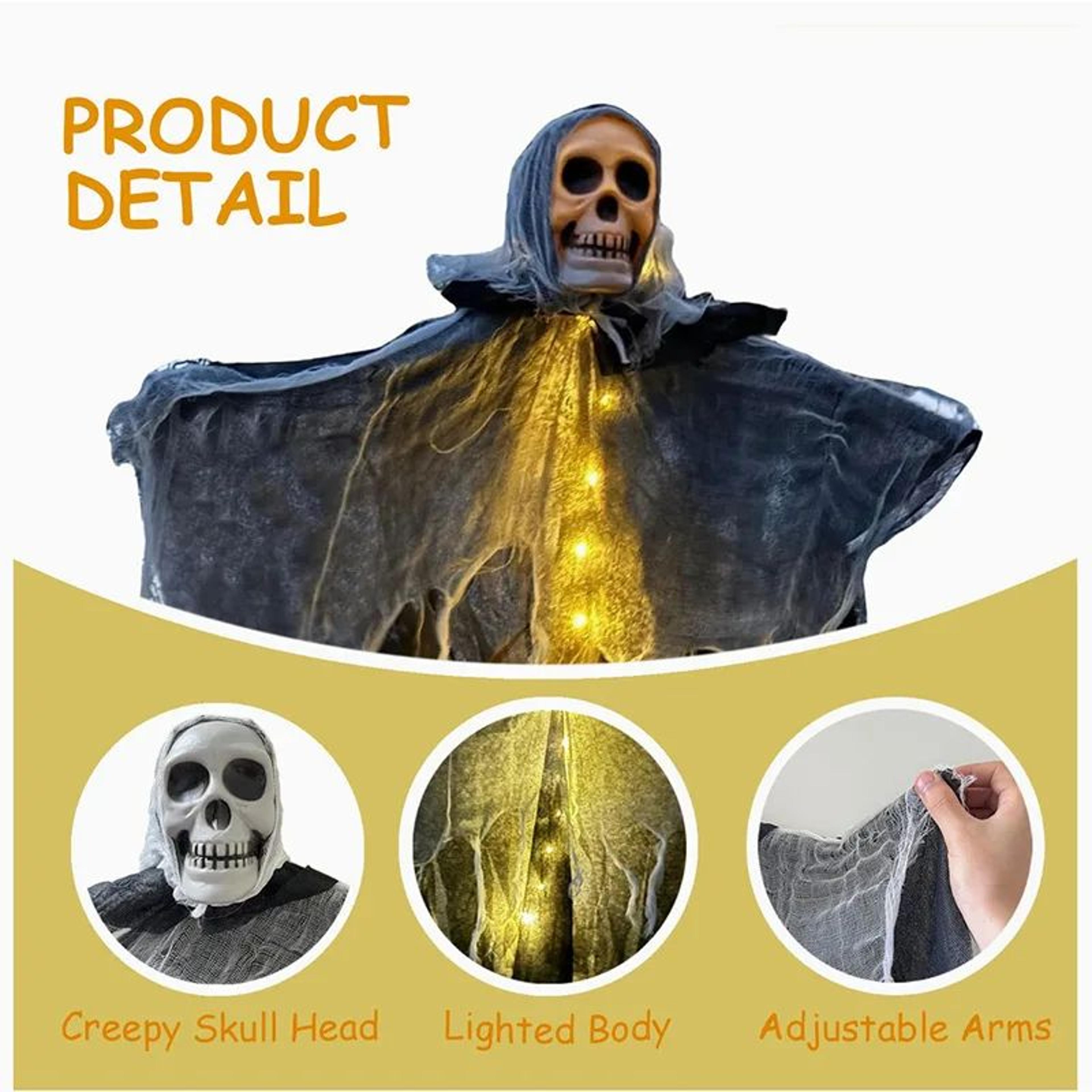 Glowing Skull Hanging Ghost Halloween Decoration 10
