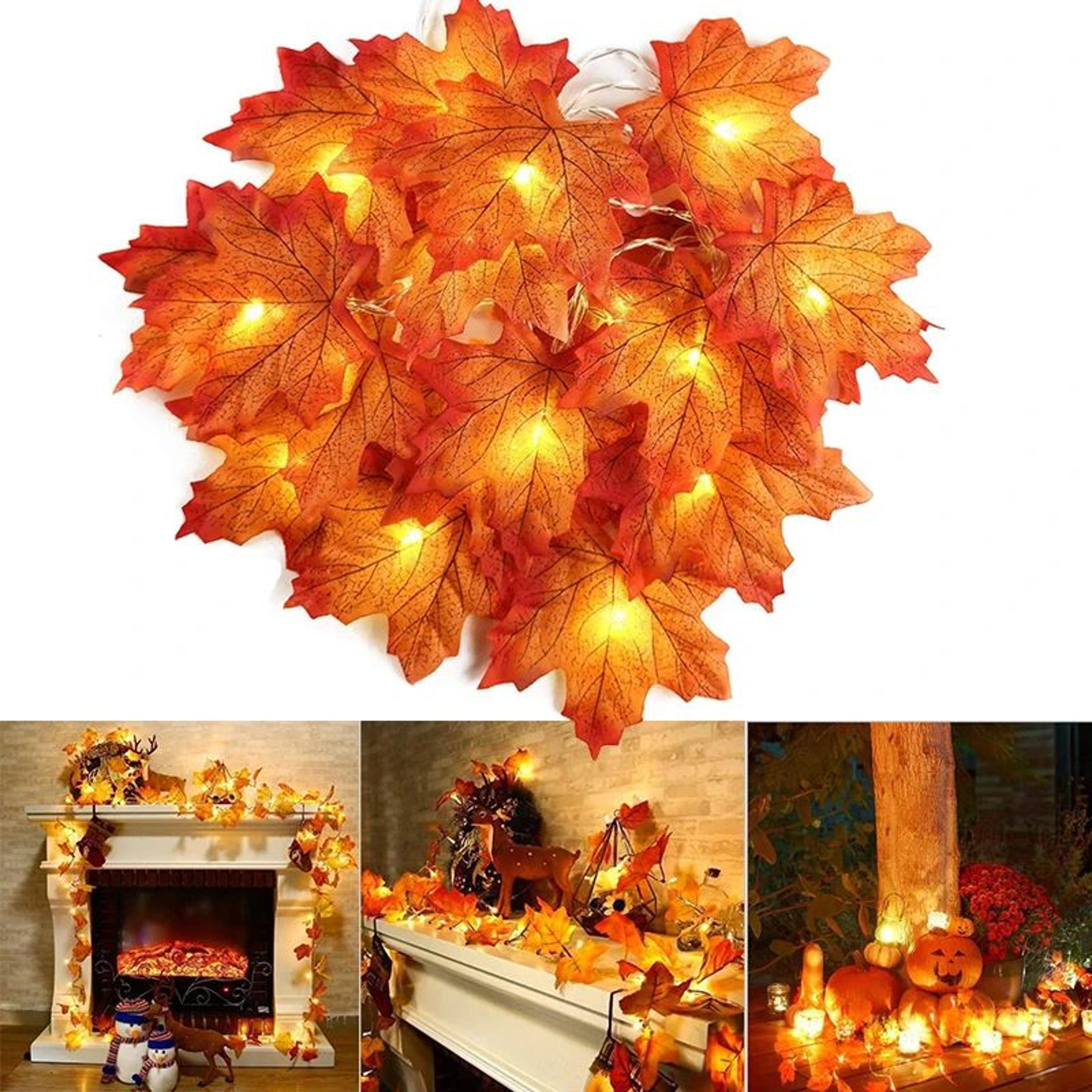 led artificial maple leaf garland string lights