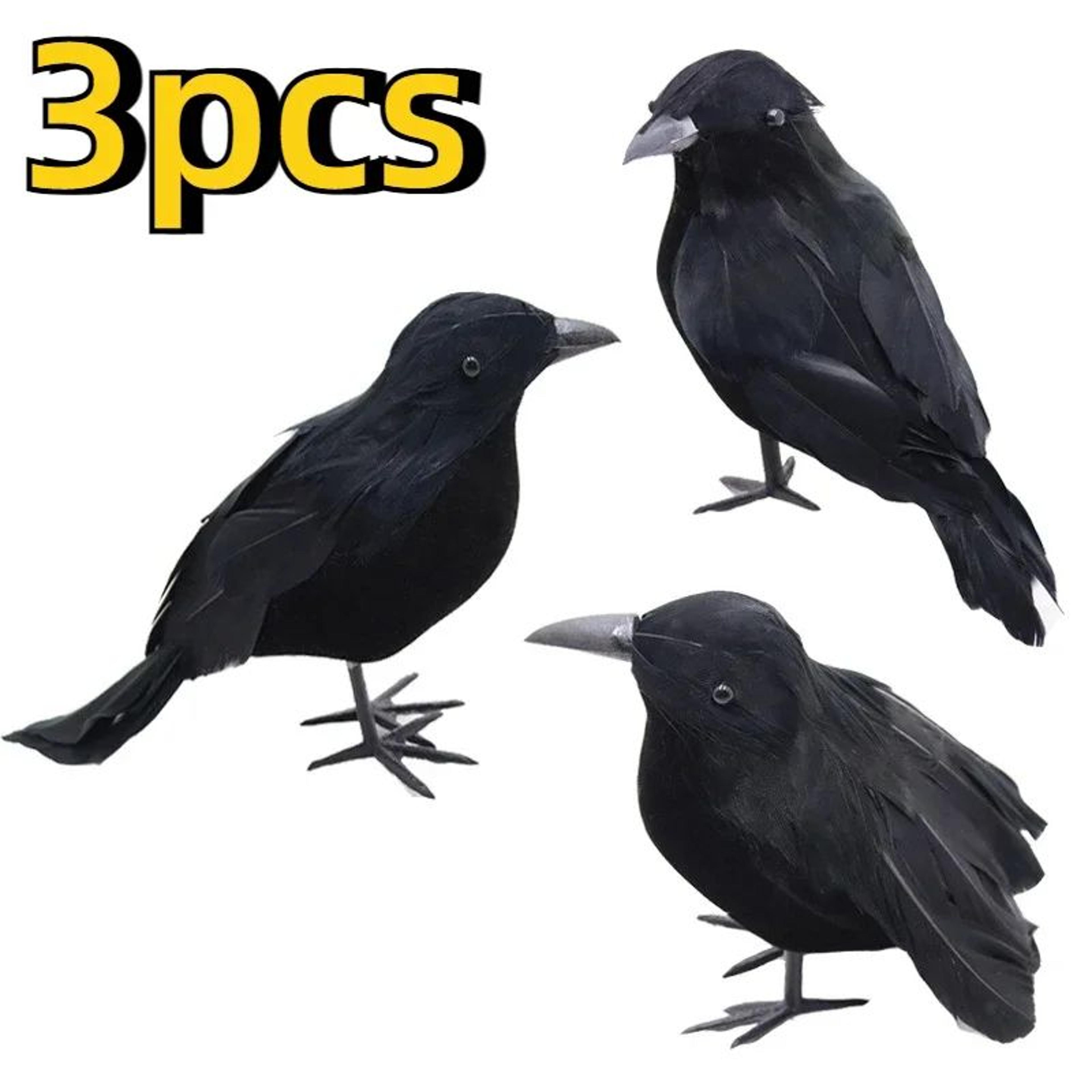 realistic artificial crow halloween decoration set