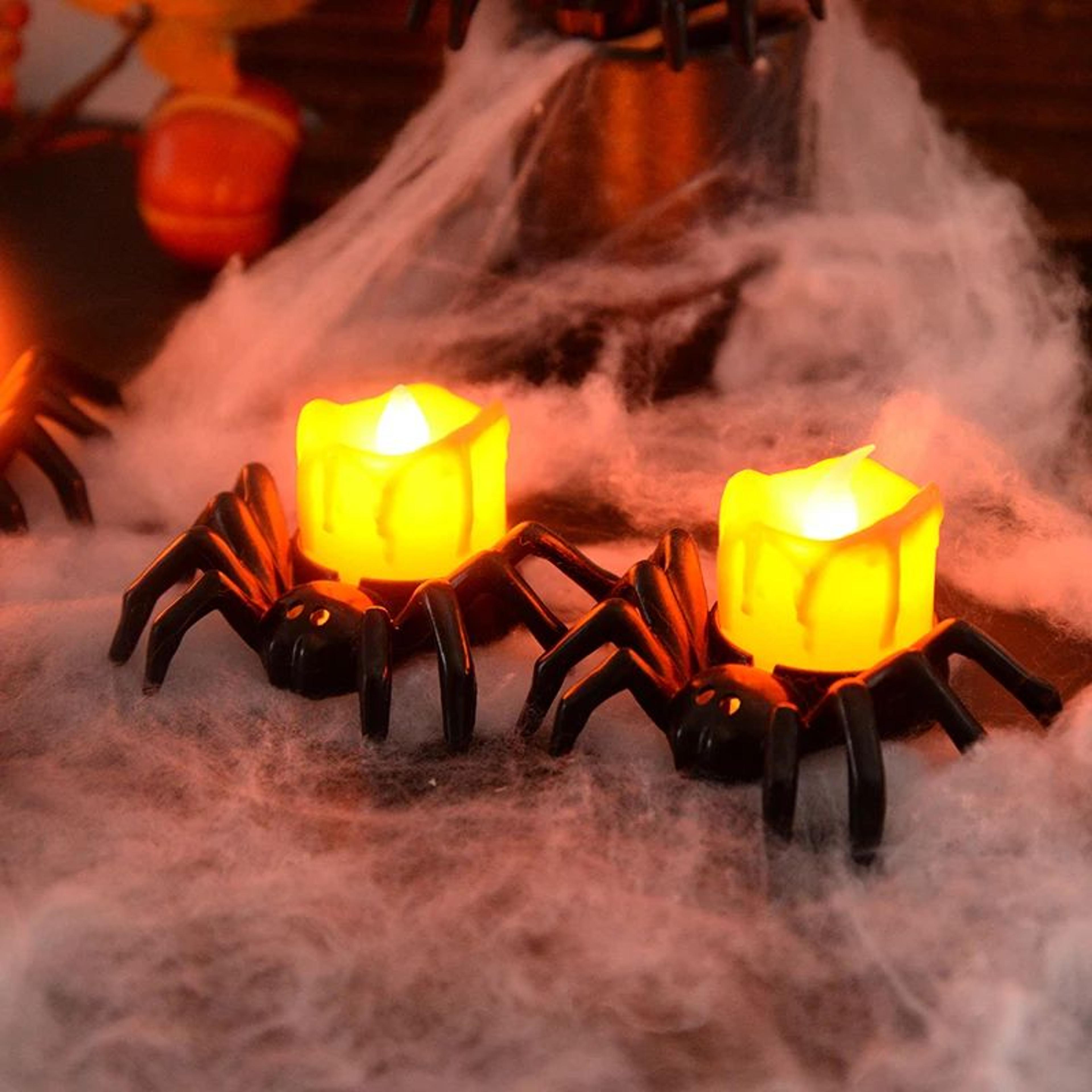 LED Spider Pumpkin Halloween Candle Light Decor 4