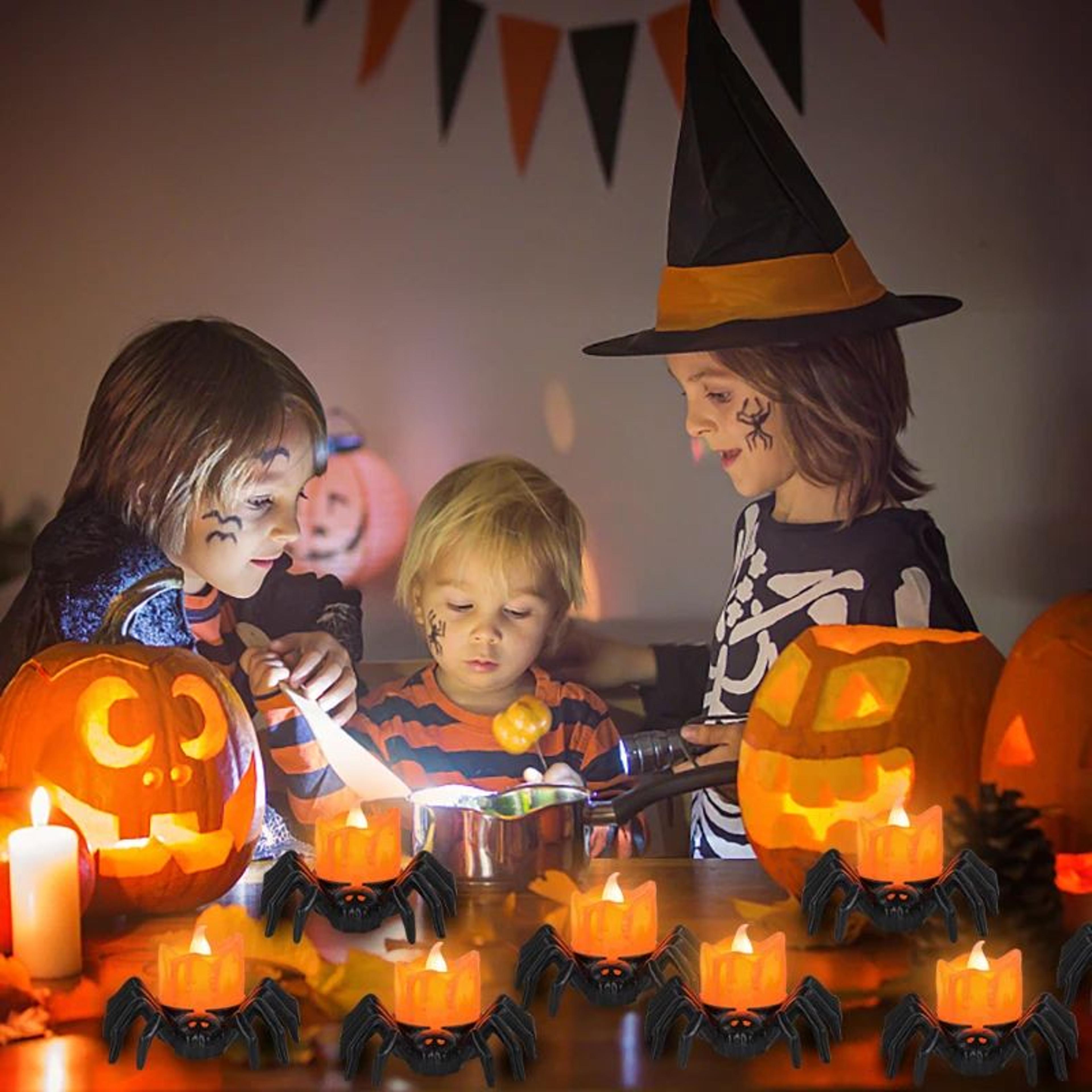 LED Spider Pumpkin Halloween Candle Light Decor 6