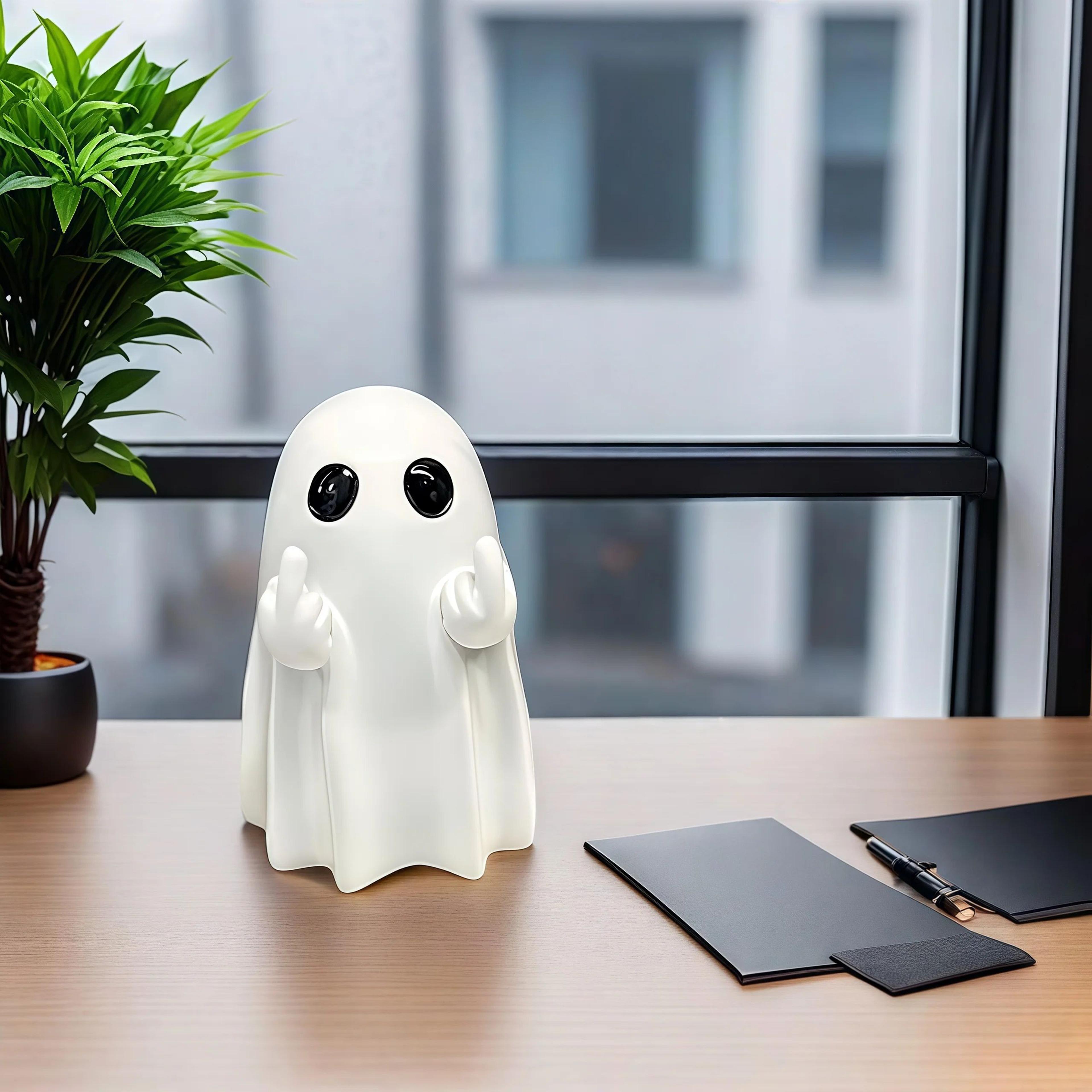 Funny Middle Finger Ghost Halloween Resin Figurine 3