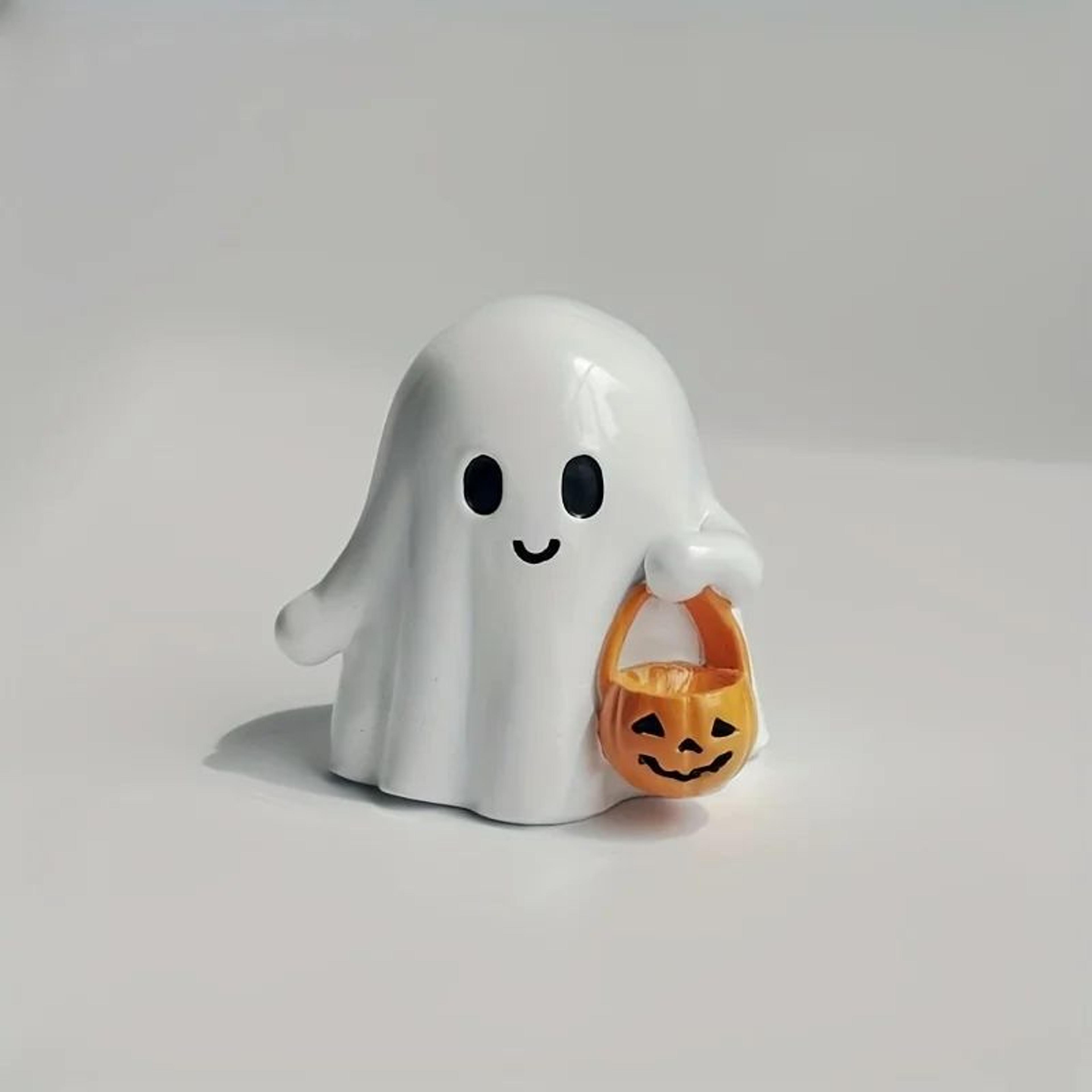 Cute Anime Pumpkin Ghost Statue Halloween Tabletop Decoration 5