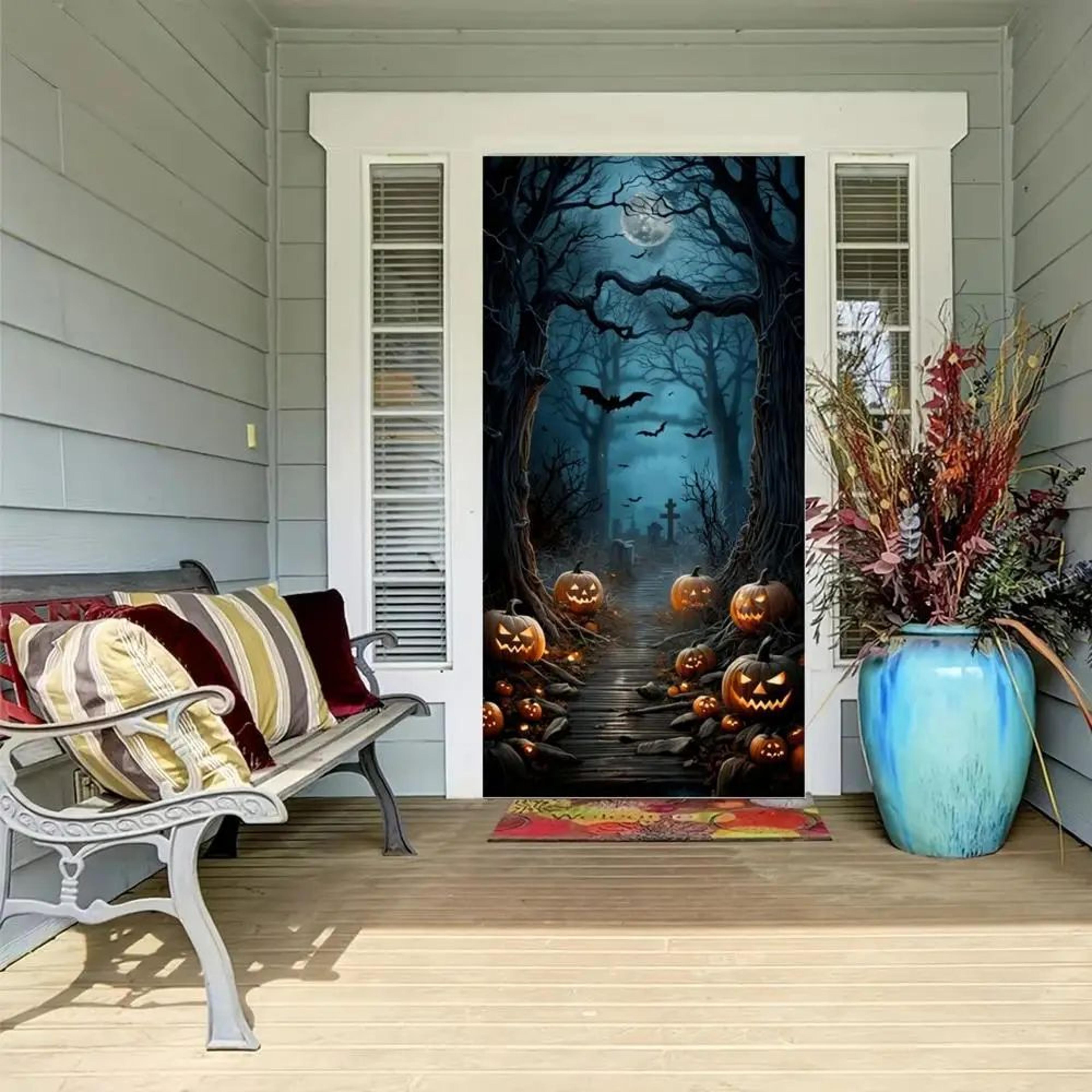 Halloween Moon Night Door Cover Haunted House Porch Banner 2