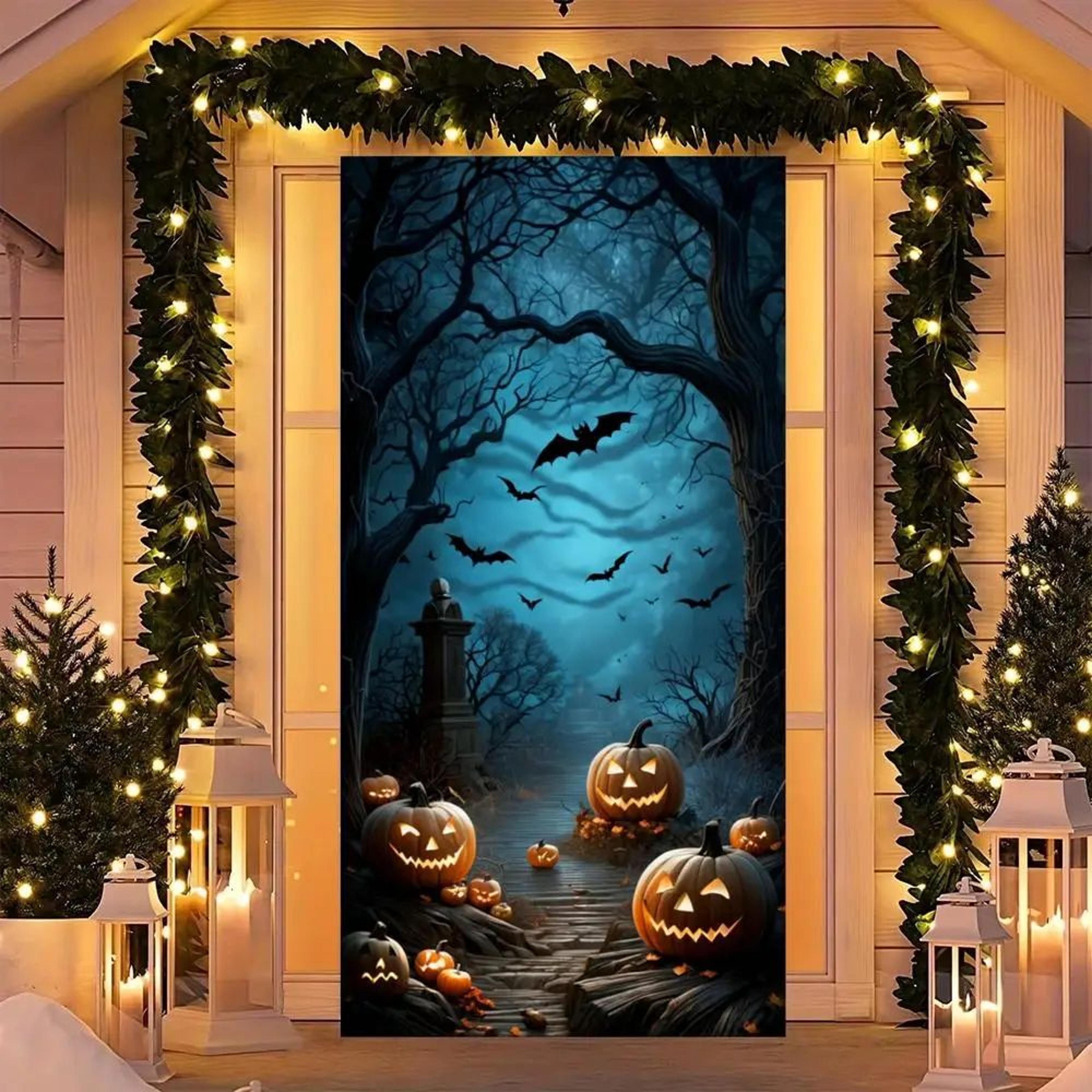 Halloween Moon Night Door Cover Haunted House Porch Banner 3