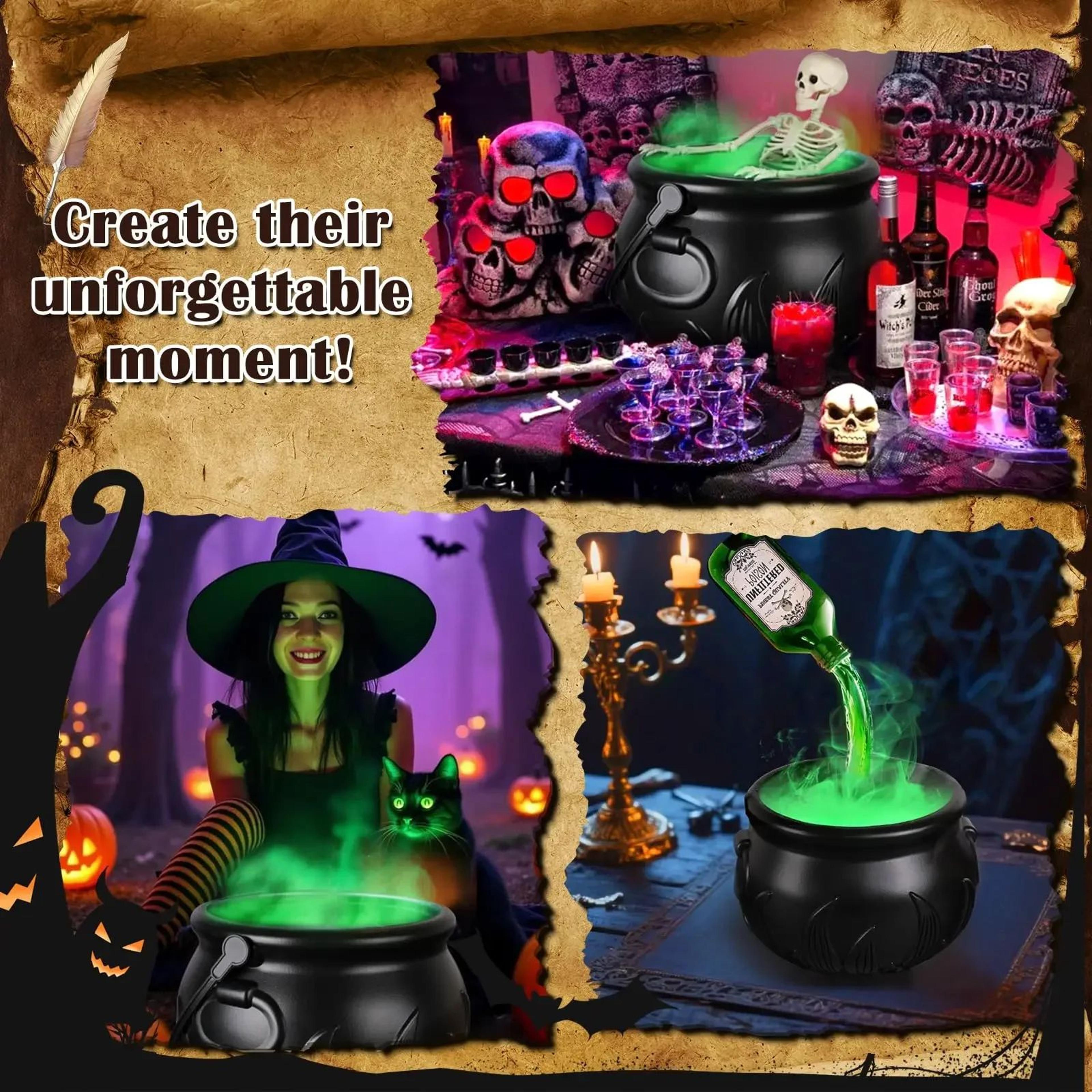 Halloween Witch Cauldron LED Fog Decor 10