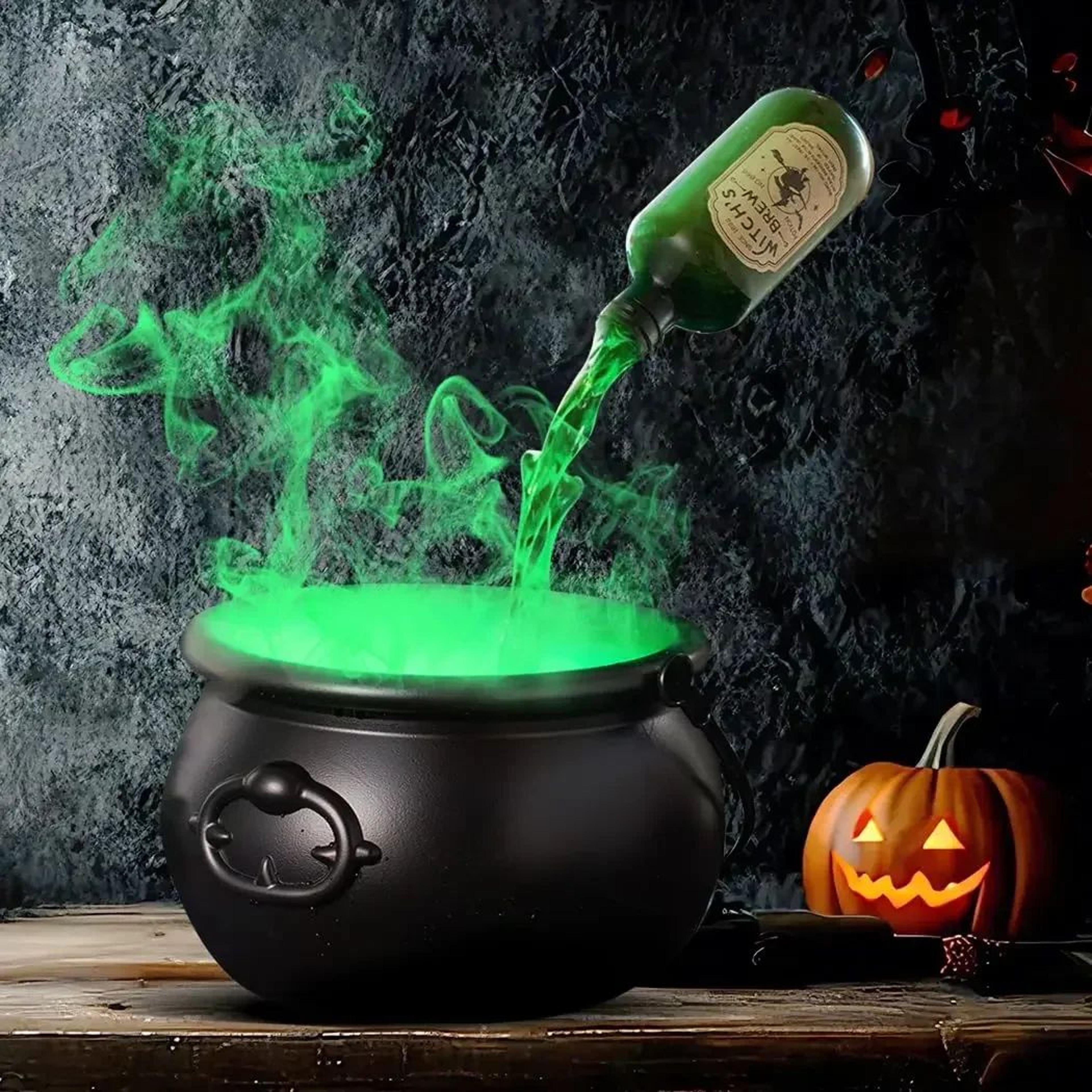 Halloween Witch Cauldron LED Fog Decor 13
