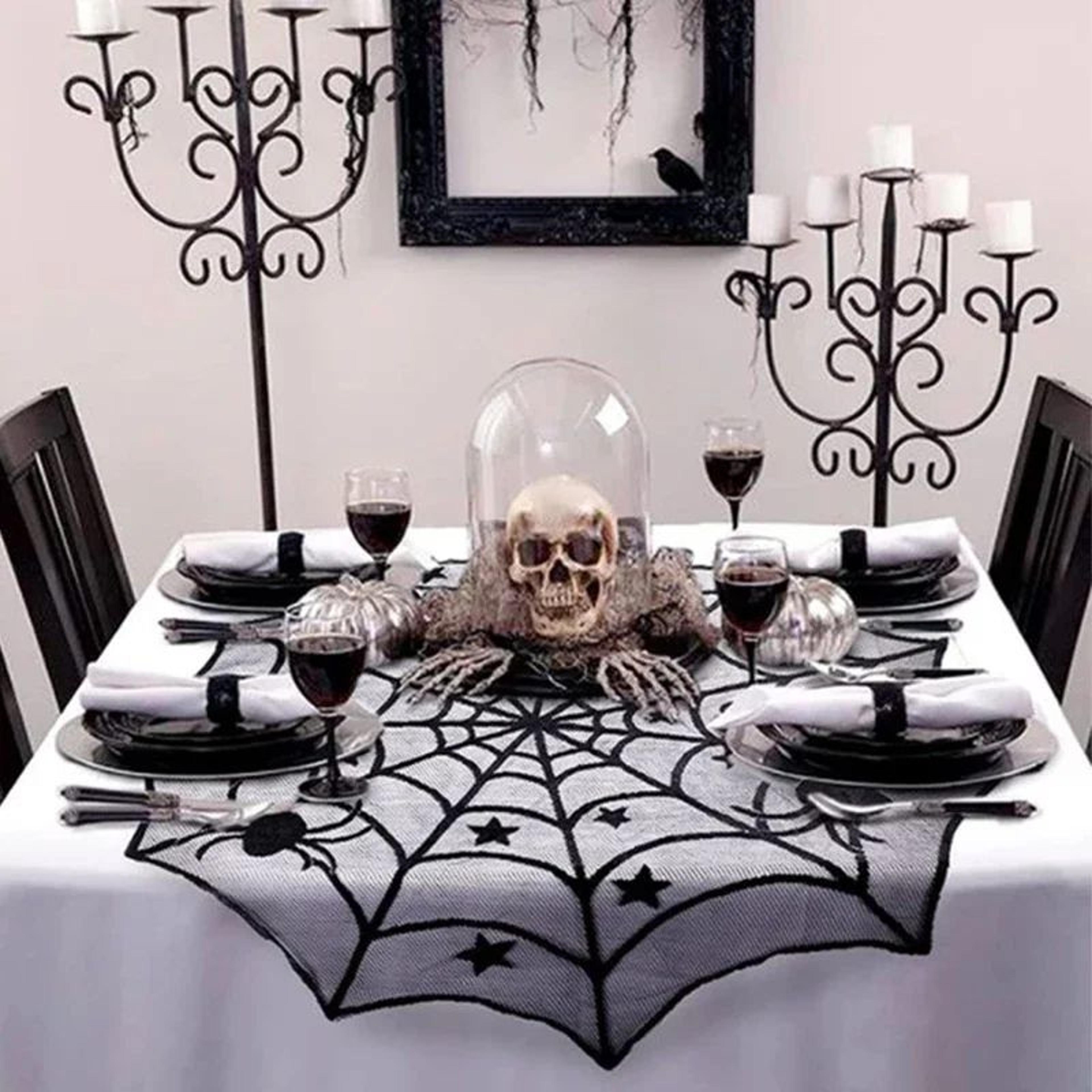 Halloween Lace Spider Web Tablecloth Mantel Scarf 2