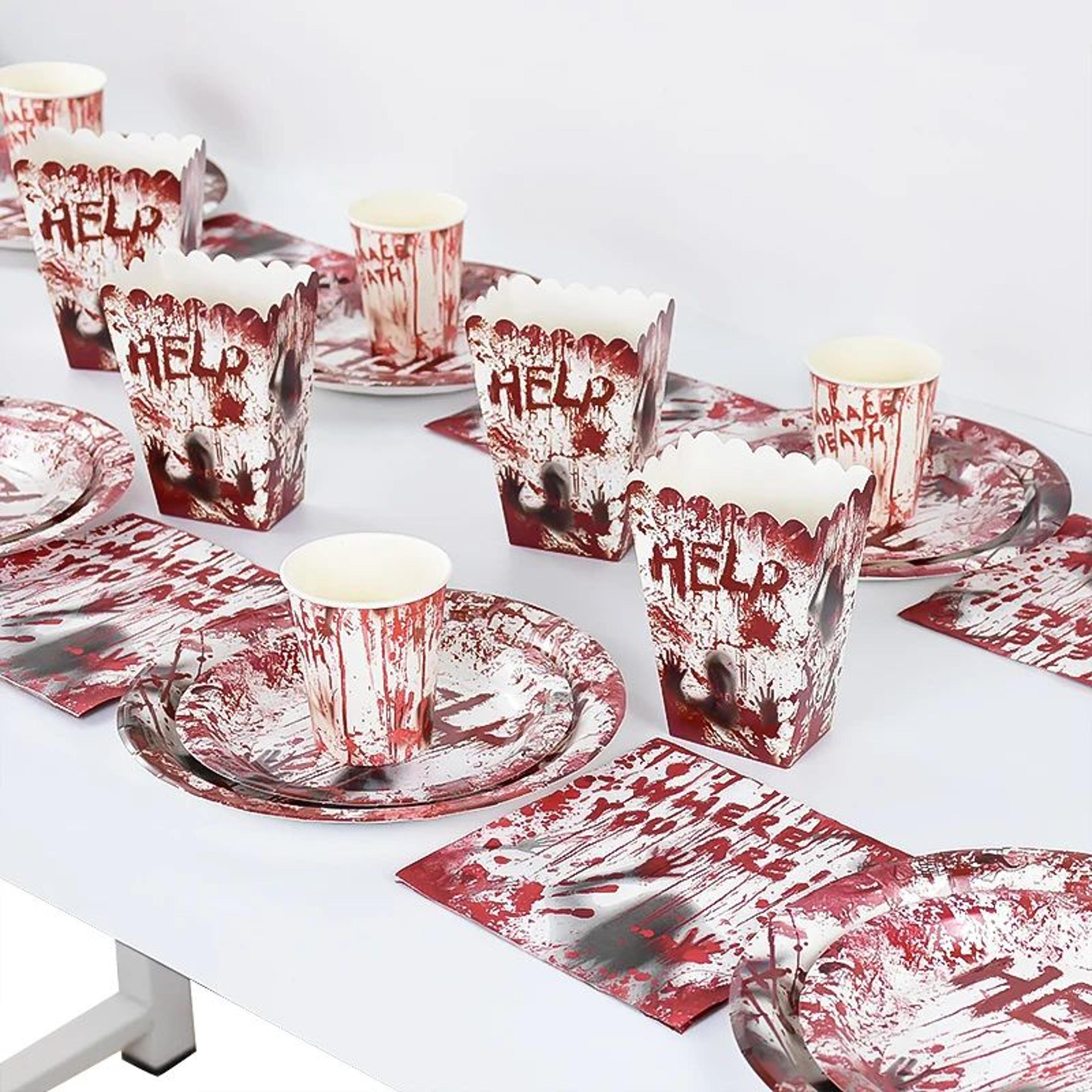Halloween Bloody Handprint Disposable Party Tableware Set 5