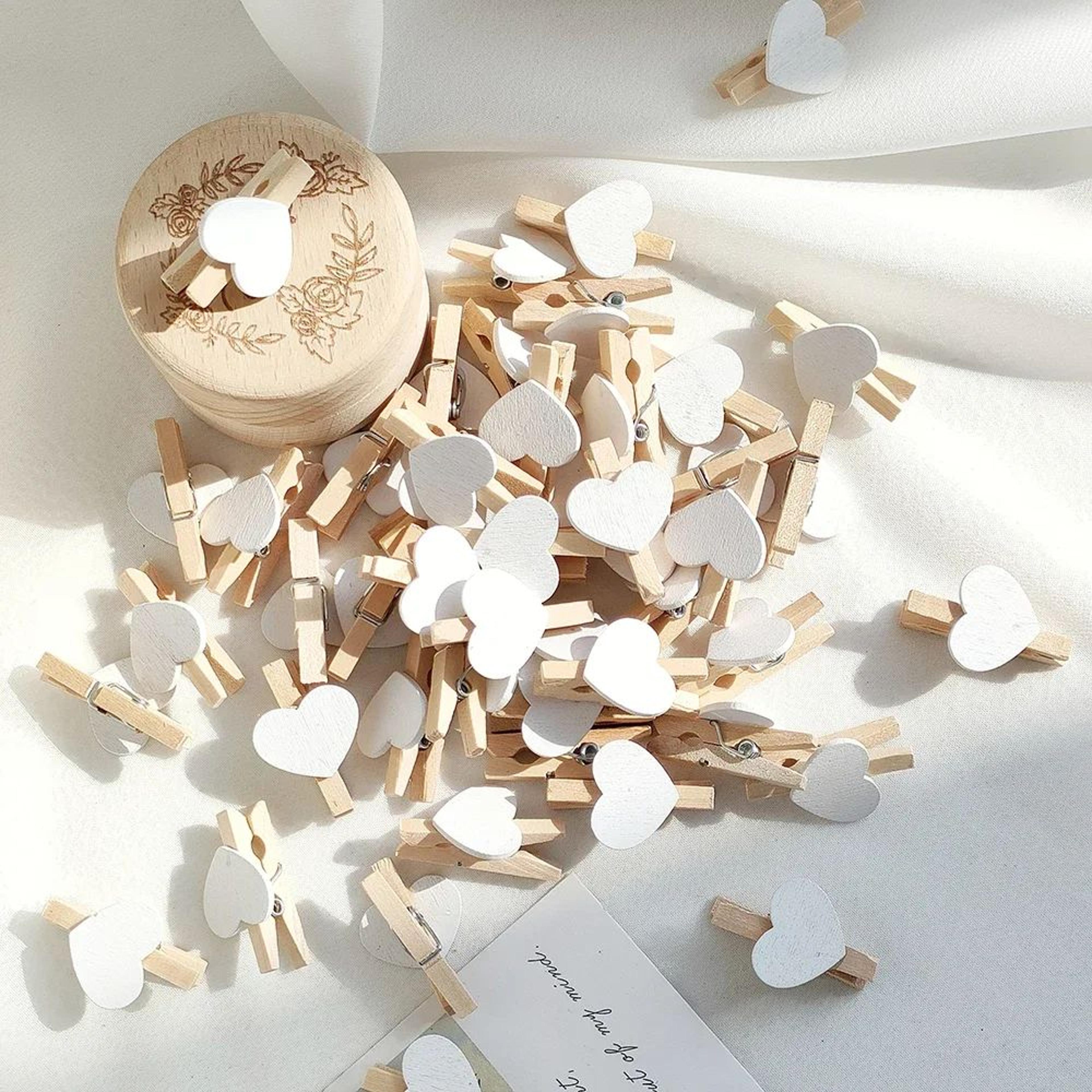 50Pcs Heart Wooden Clothespins Photo Craft Clips 6