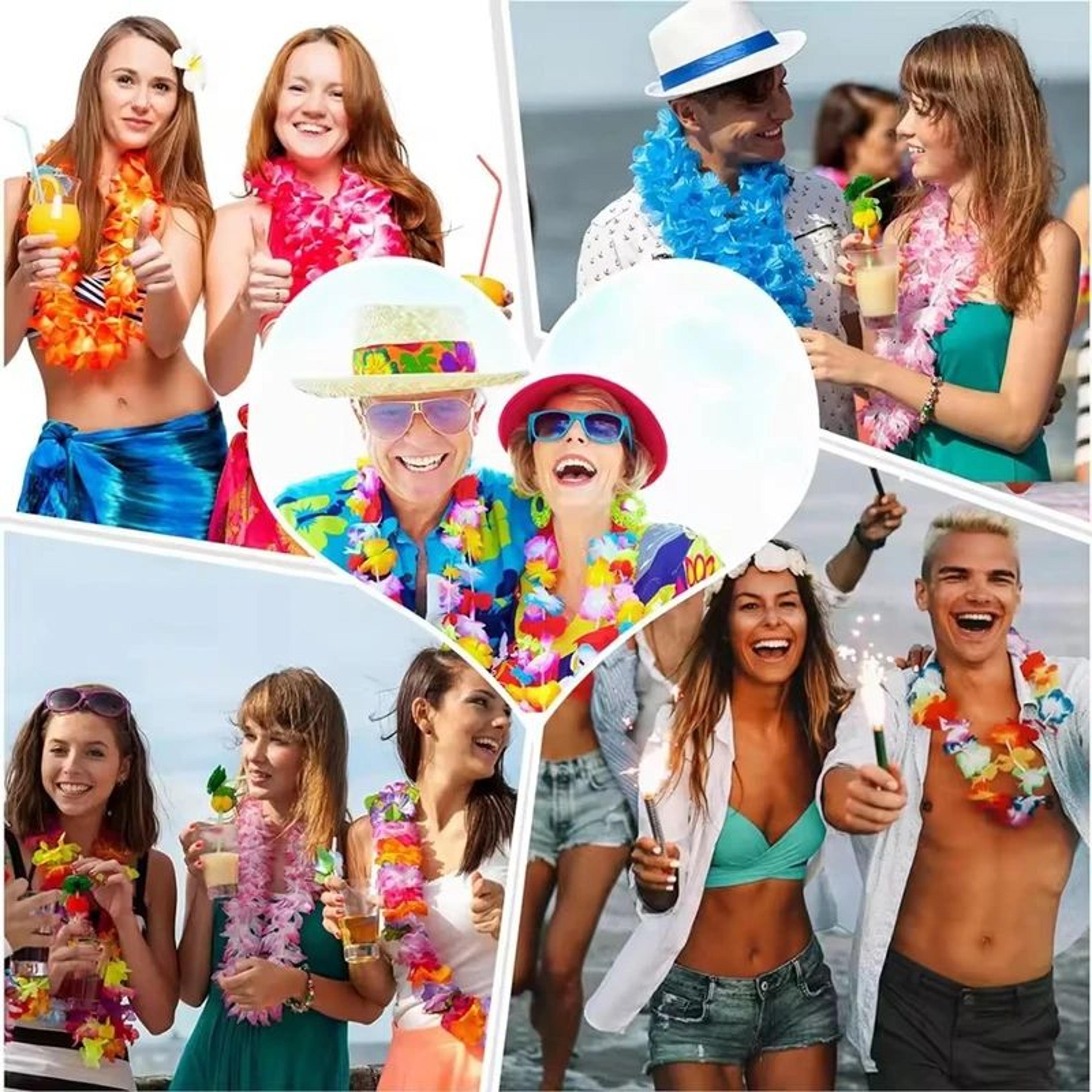 Hawaiian Flower Lei Garland Necklace Party Decoration Set 2