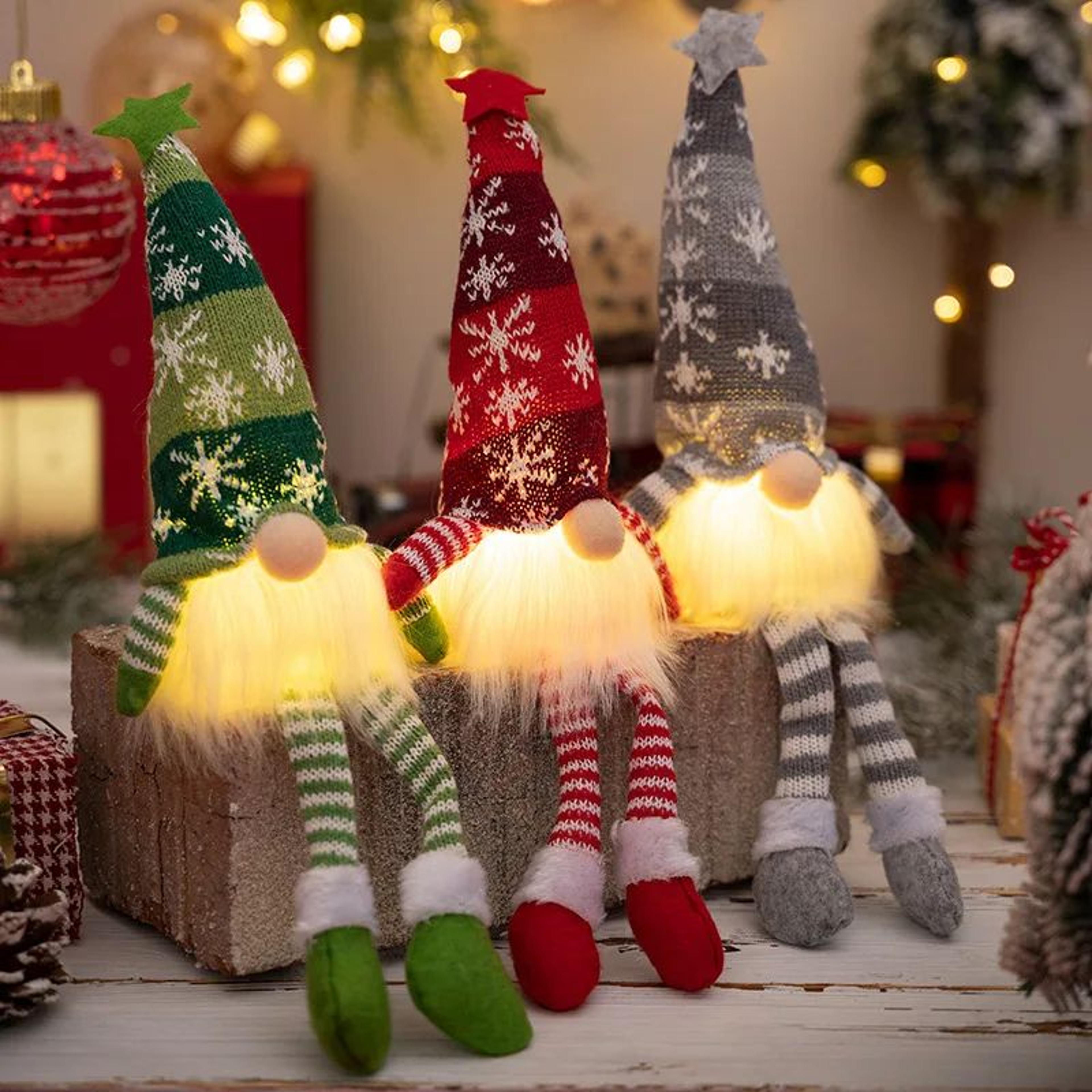 LED Lighted Faceless Christmas Gnome Elf Plush Doll 0