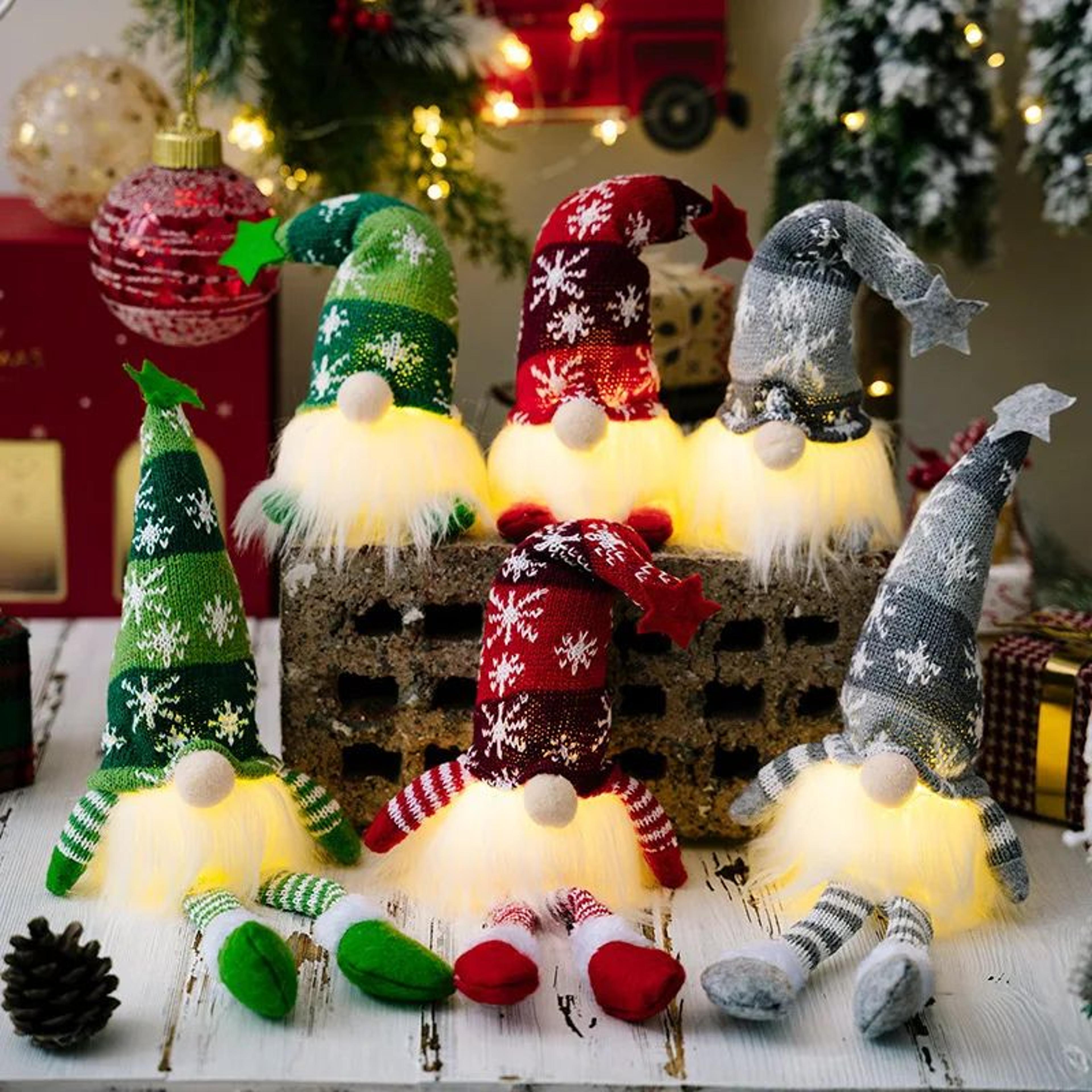 LED Lighted Faceless Christmas Gnome Elf Plush Doll 1