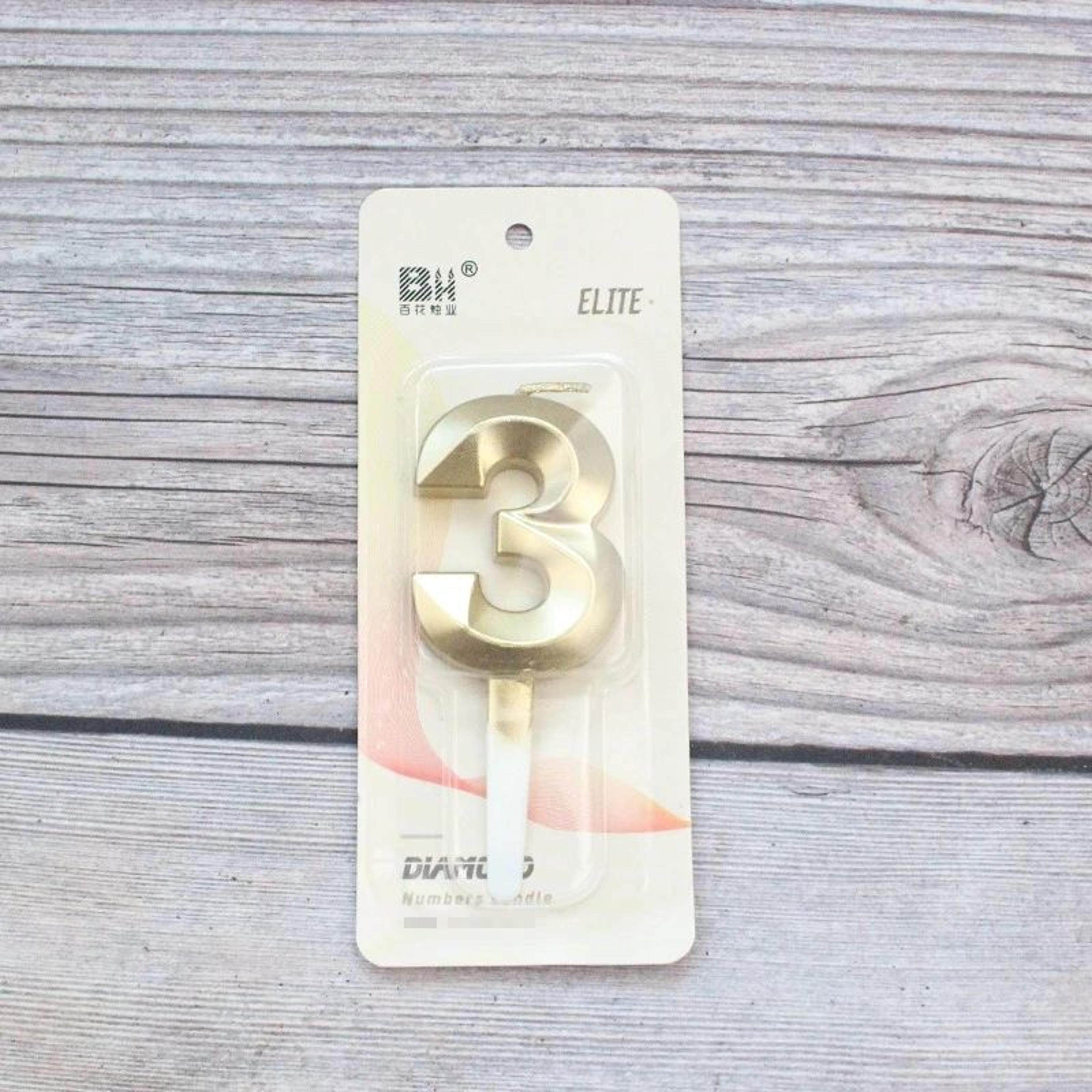 Gold Diamond Number Birthday Cake Candle 9
