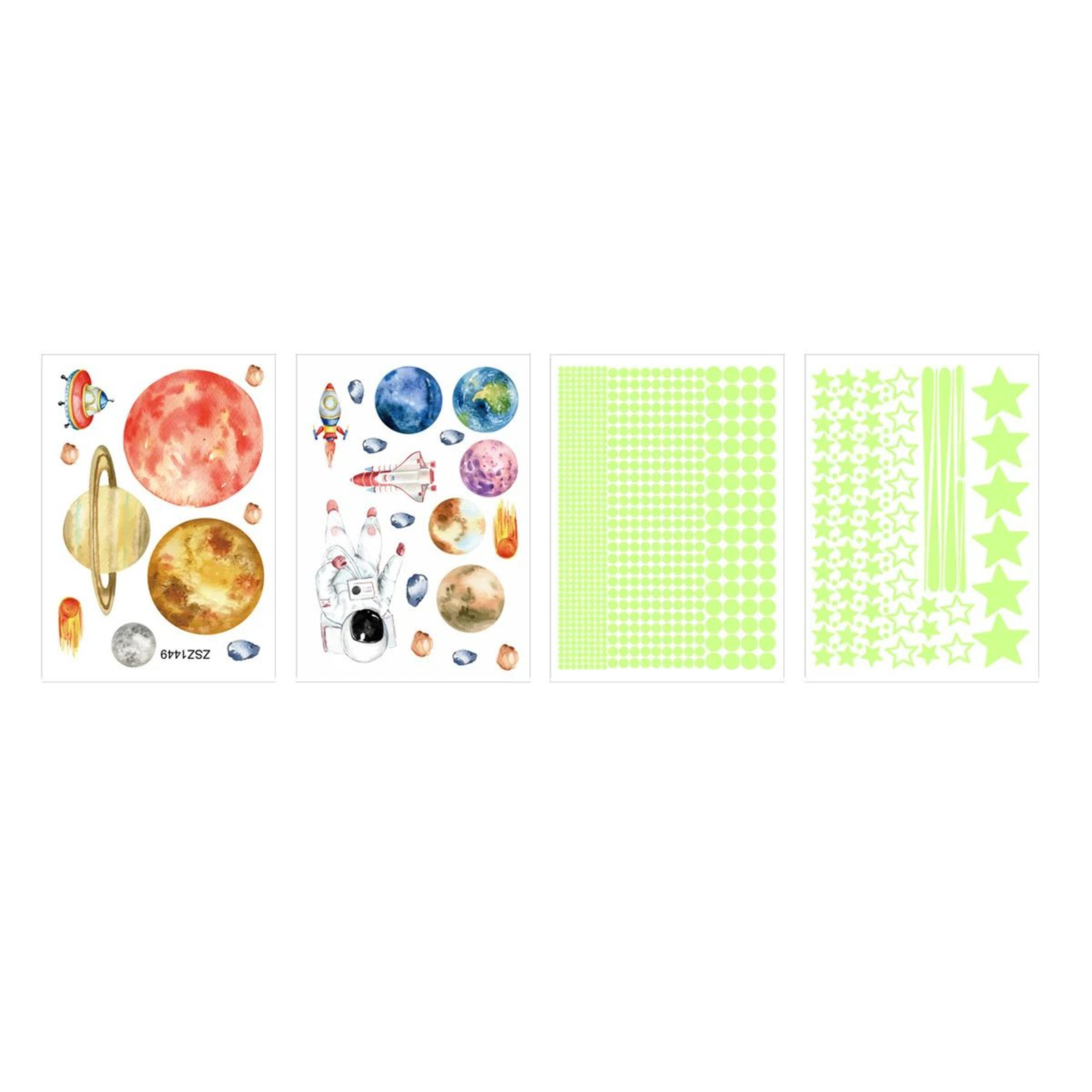 Glow In The Dark Space Wall Sticker Set 3