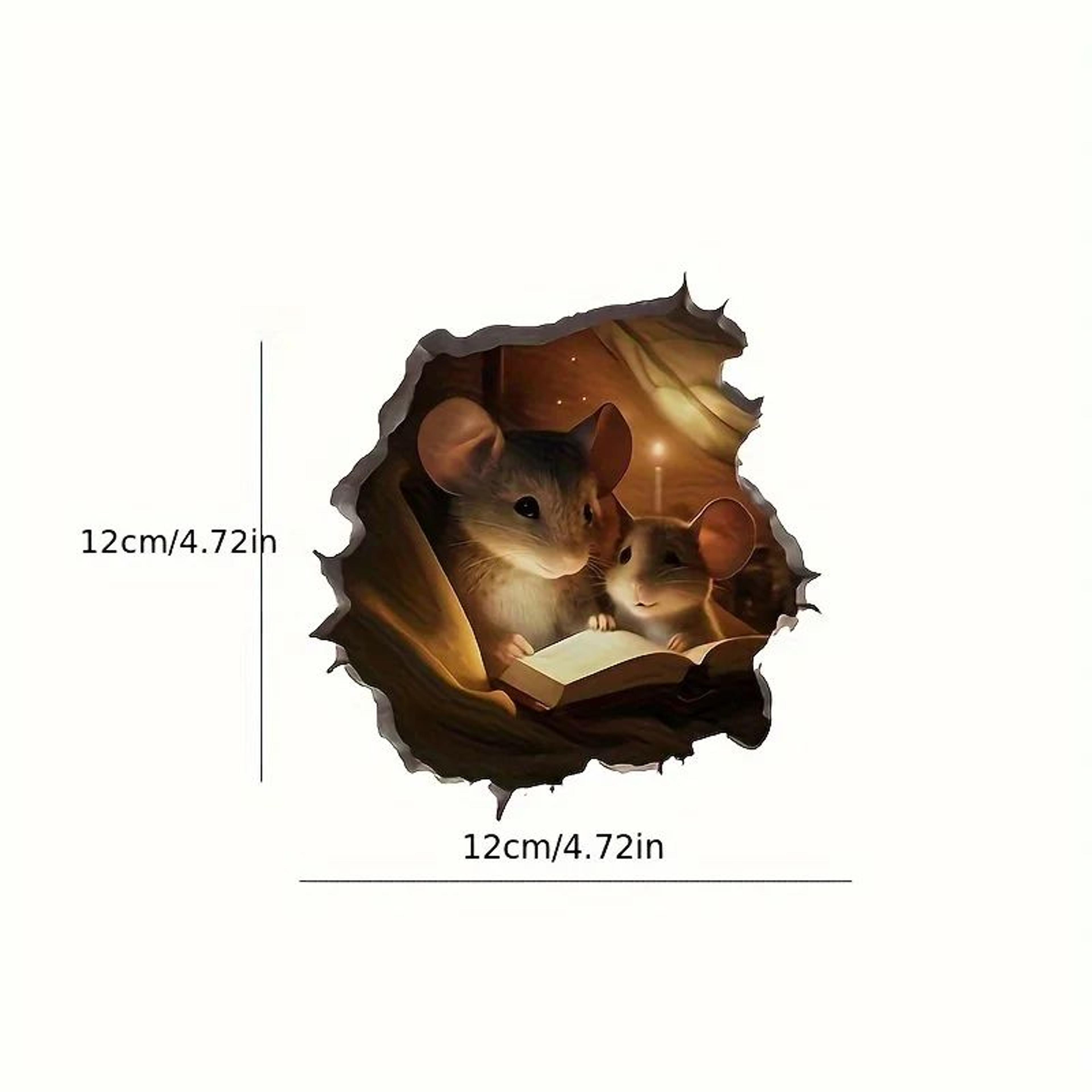 Cute 3D Reading Mouse Wall Sticker 1