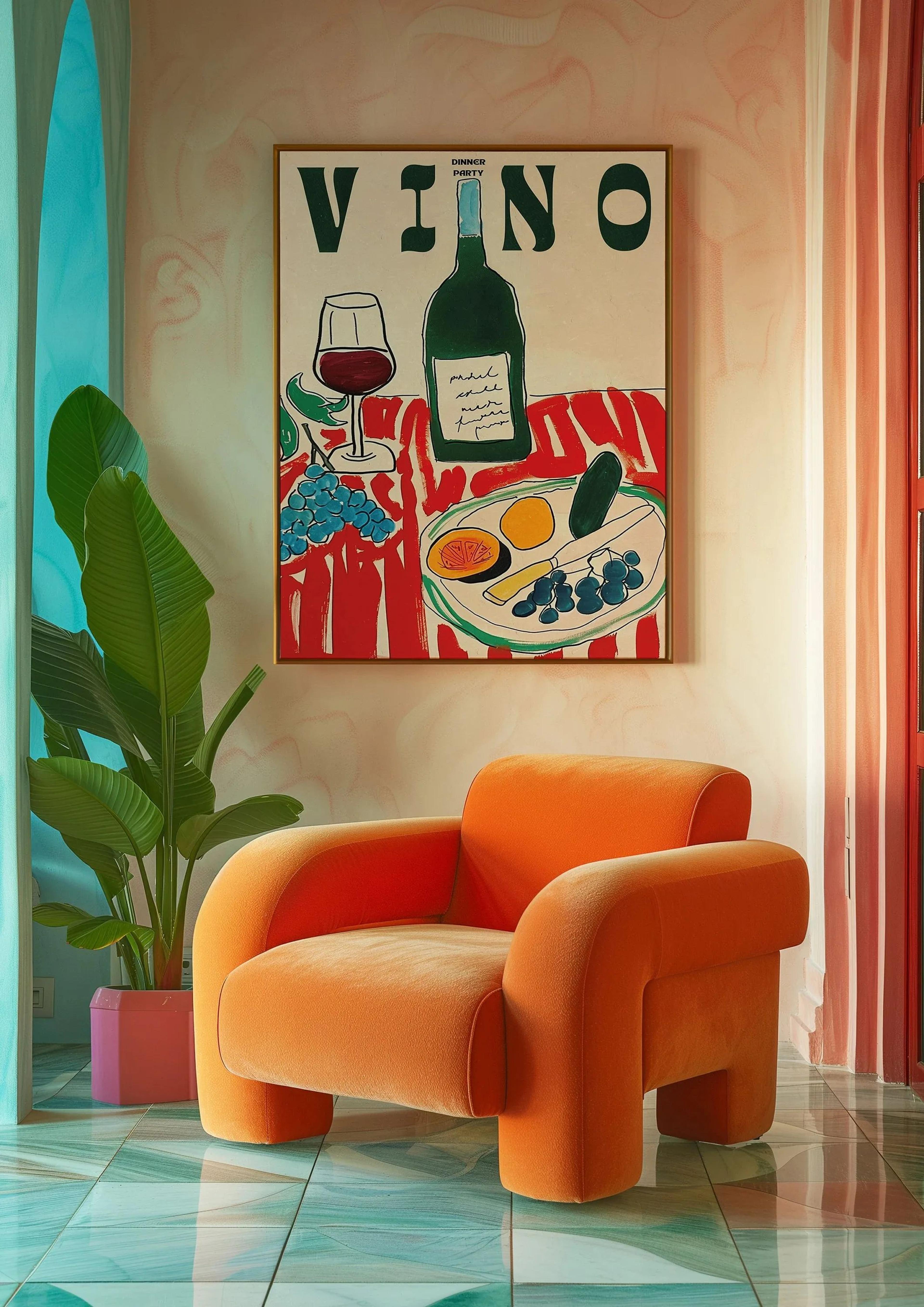 Amore Green Striped Wine Kitchen Wall Art 3