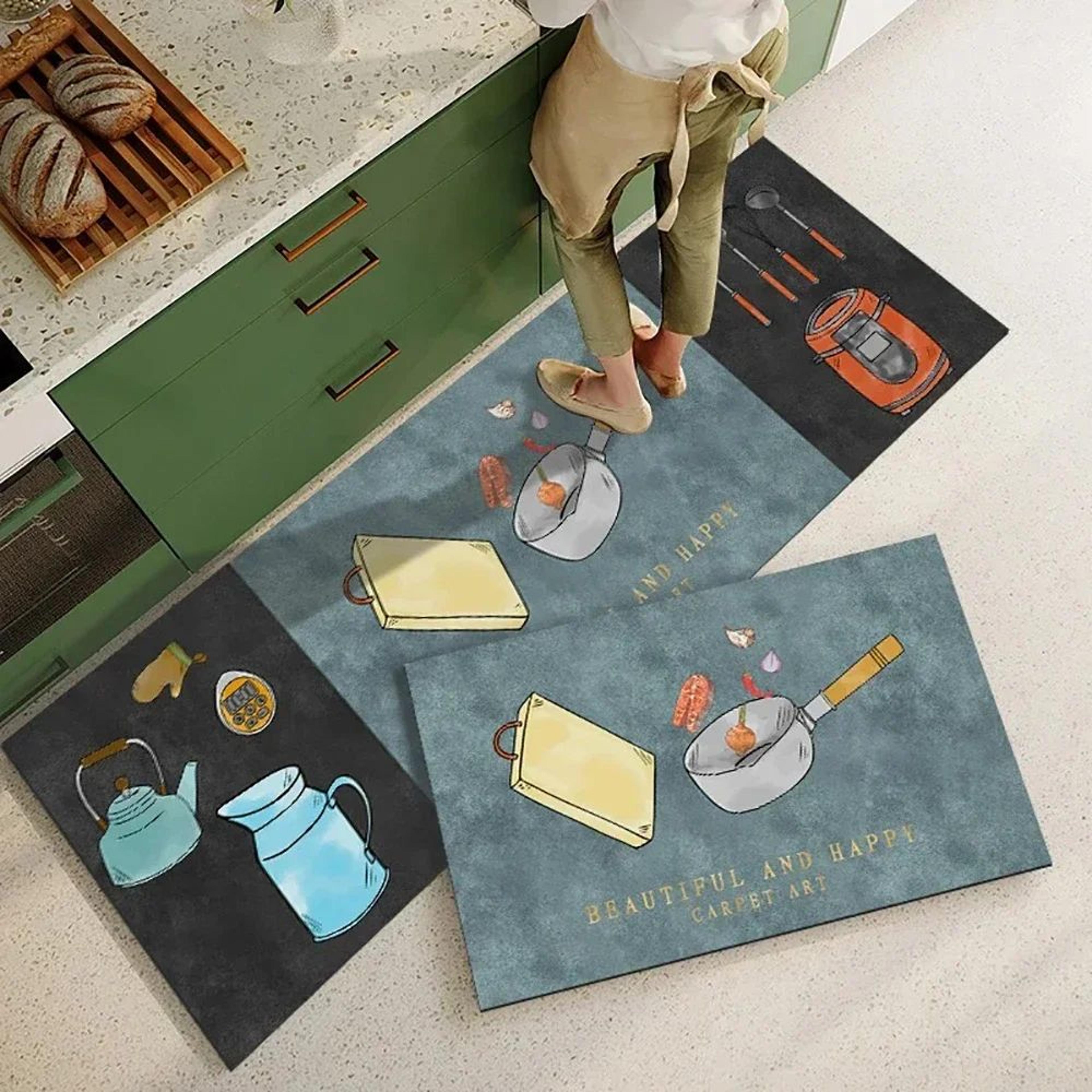 Absorbent Crystal Velvet Kitchen Runner Mat 3