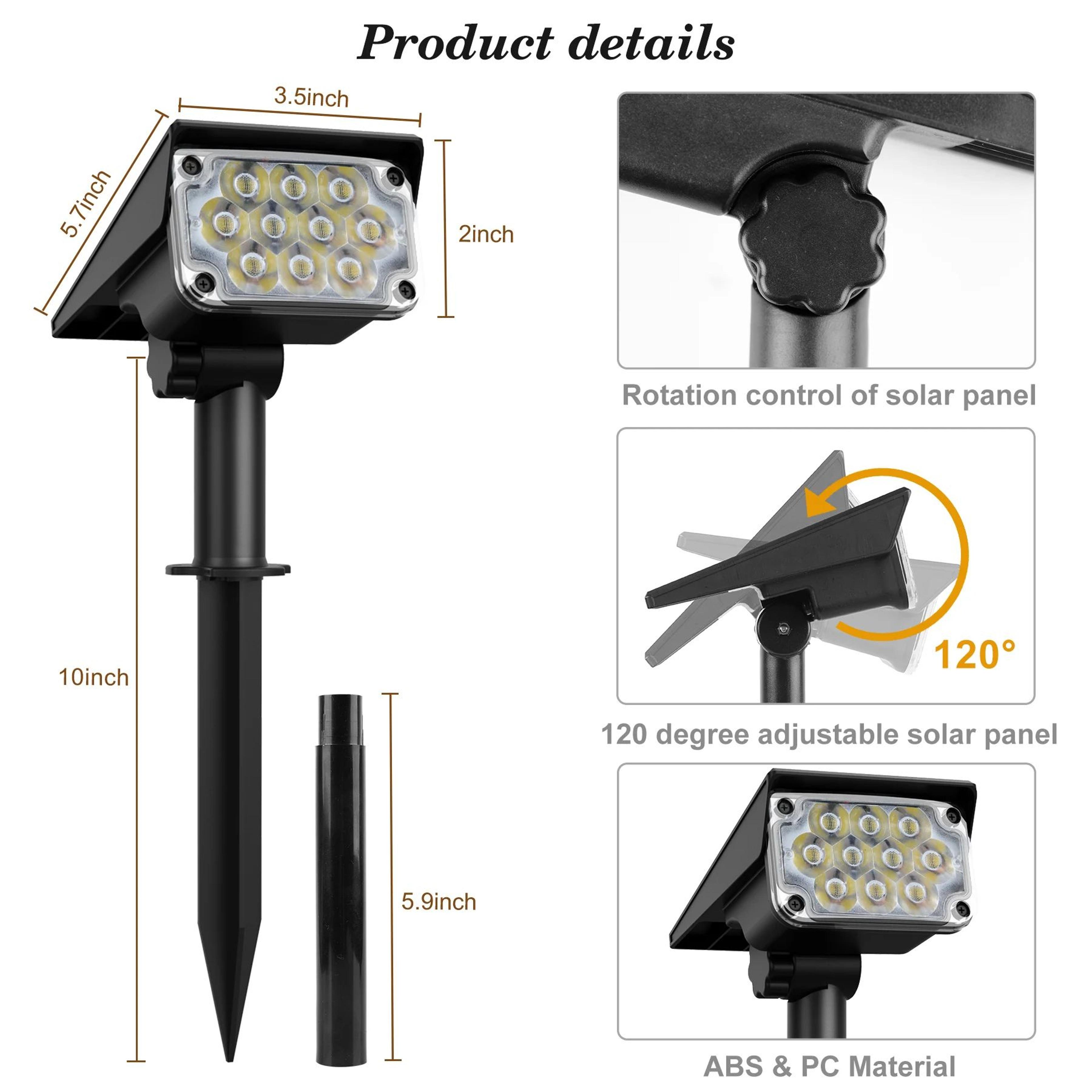 Adjustable Solar Garden Spotlight 5
