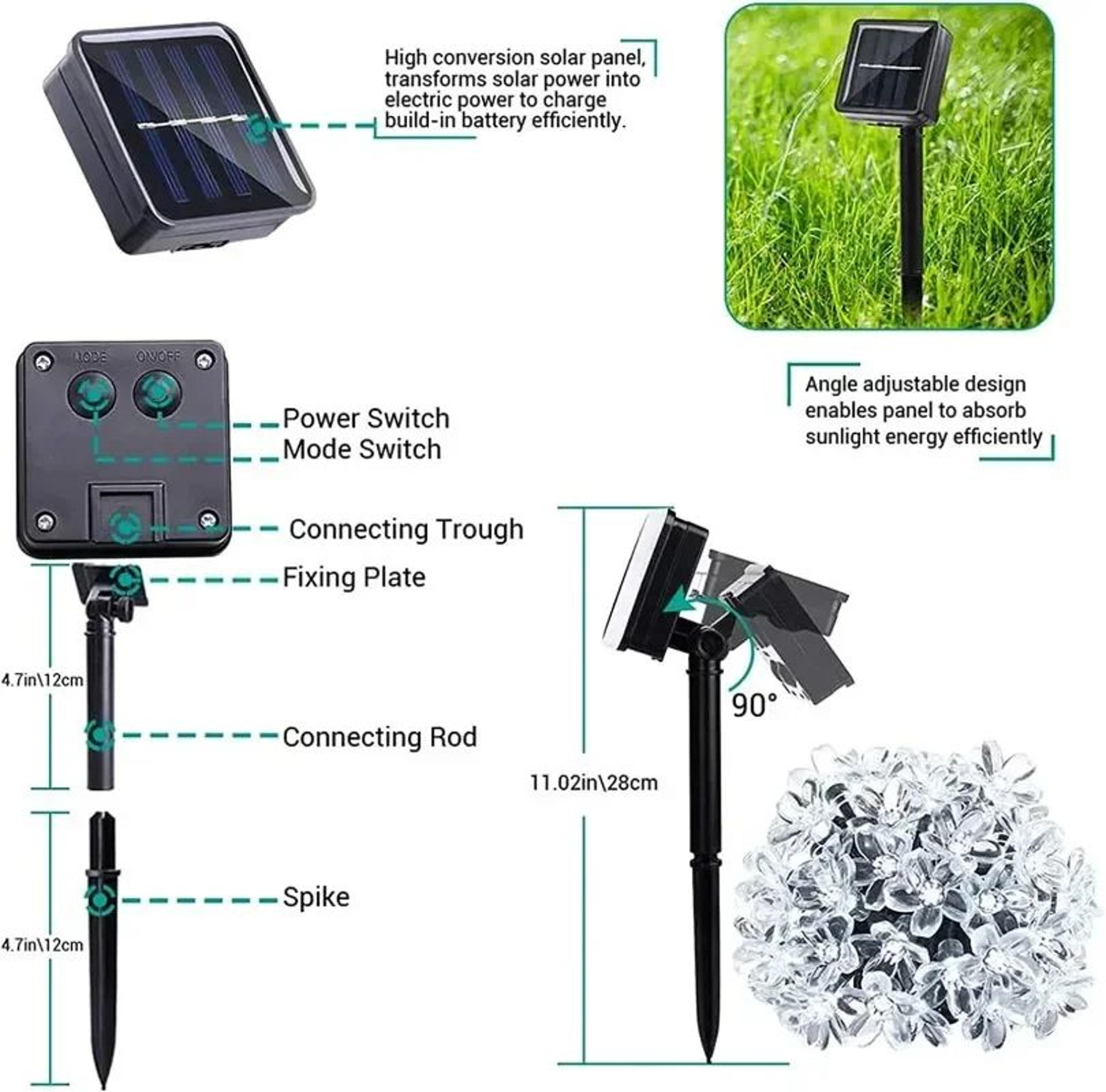 Solar Cherry Blossom Garden String Lights 3